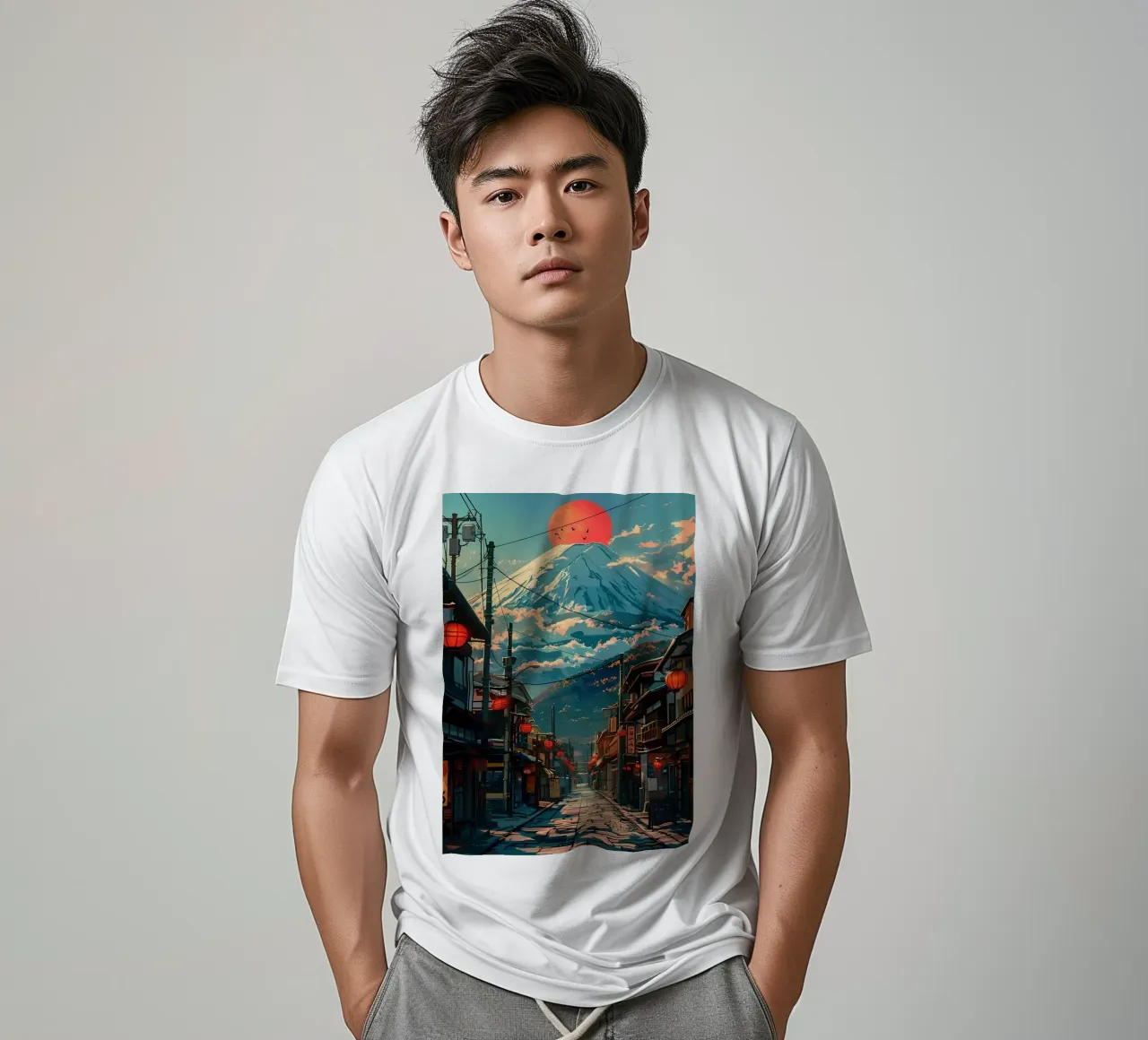 Città retrò del Monte Fuji t-shirt da Ginnery