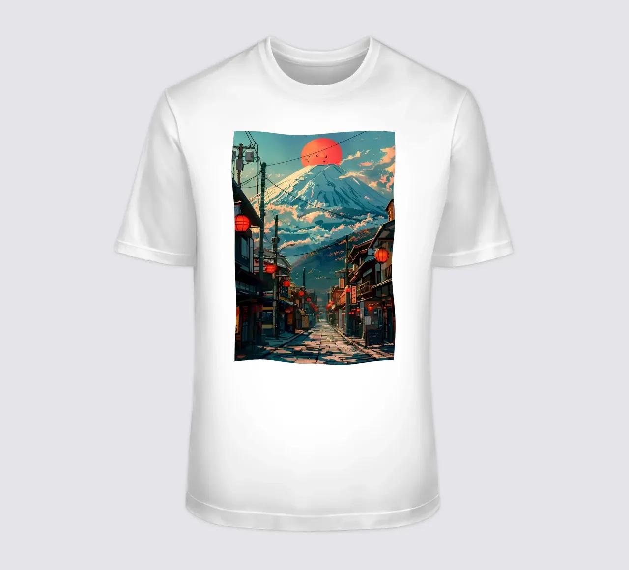 Città retrò del Monte Fuji t-shirt da Ginnery