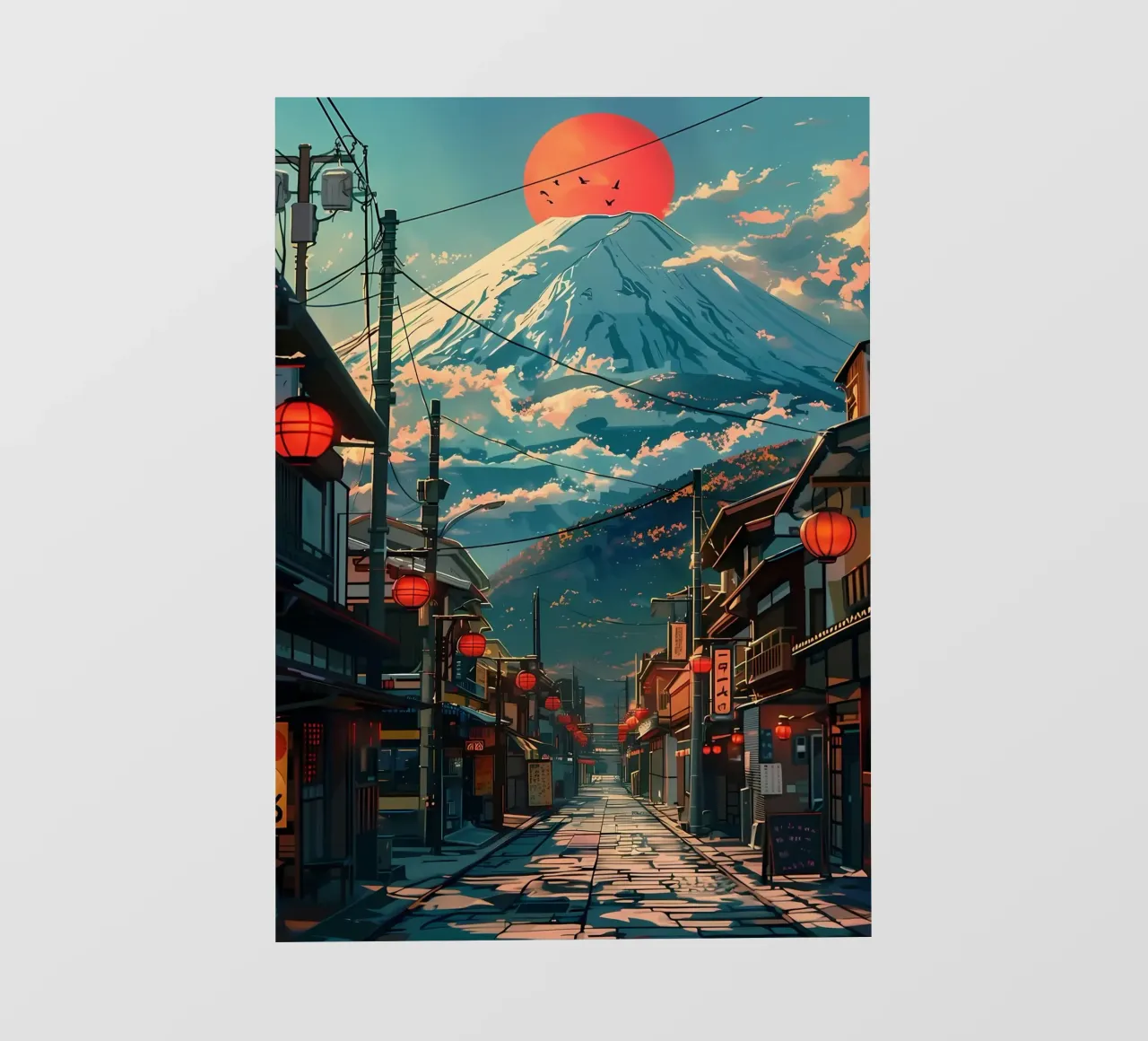 Città retrò del Monte Fuji pellicola backlit da Ginnery