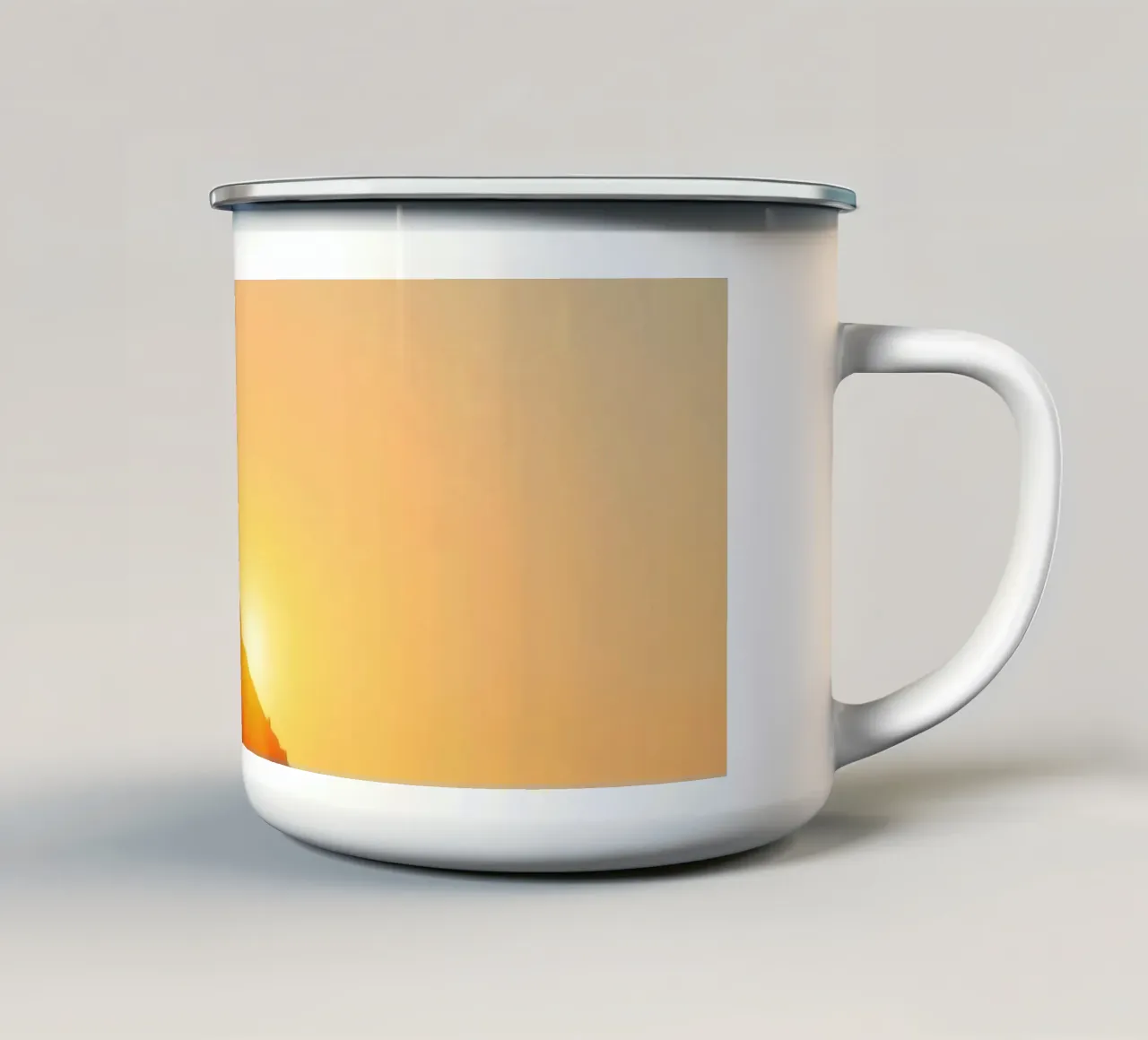 Sunset view over mountains with traditional structure enamel mug by DesignDoodle