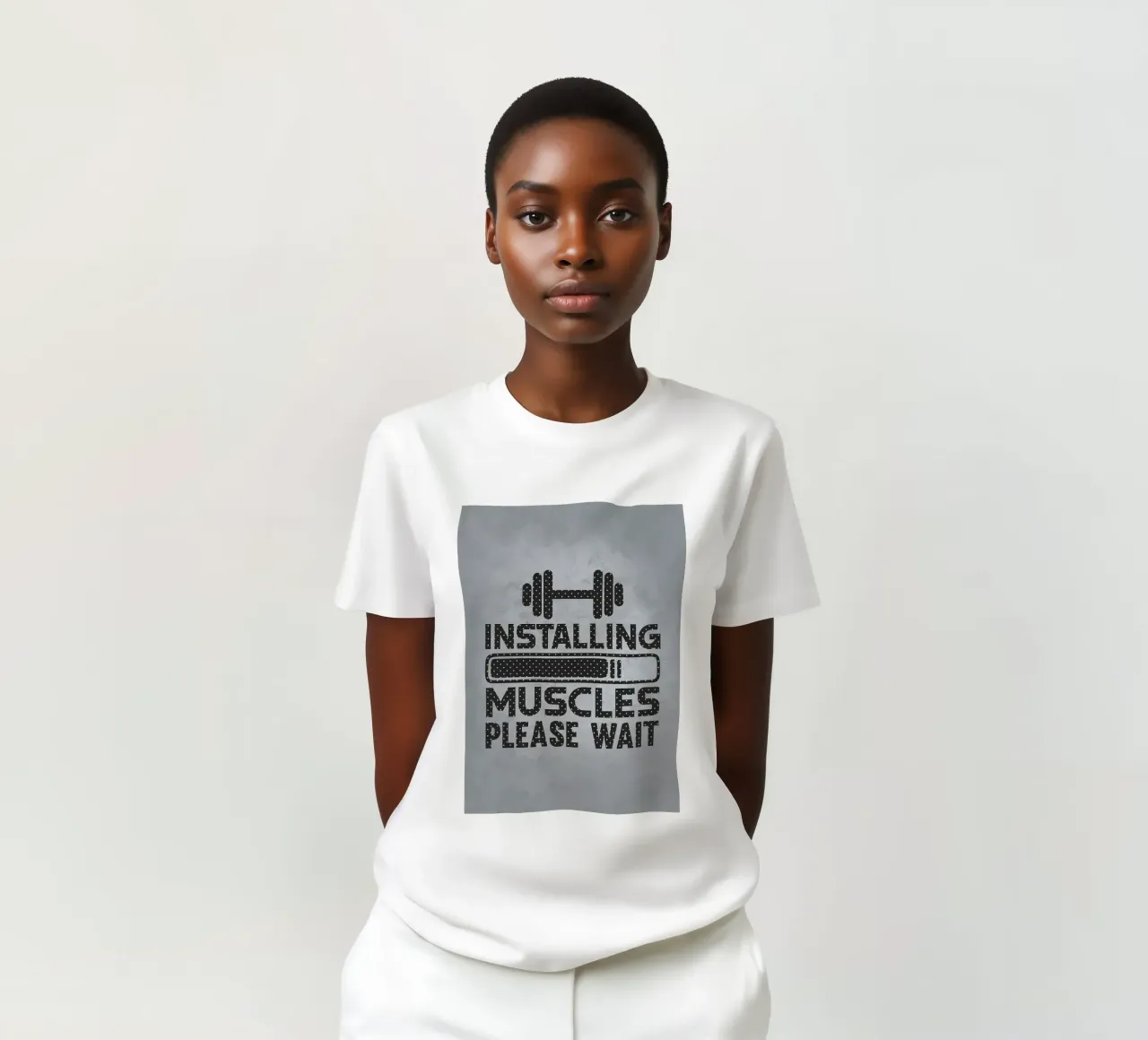 Installing Muscles Wait t-shirt by Delaplane