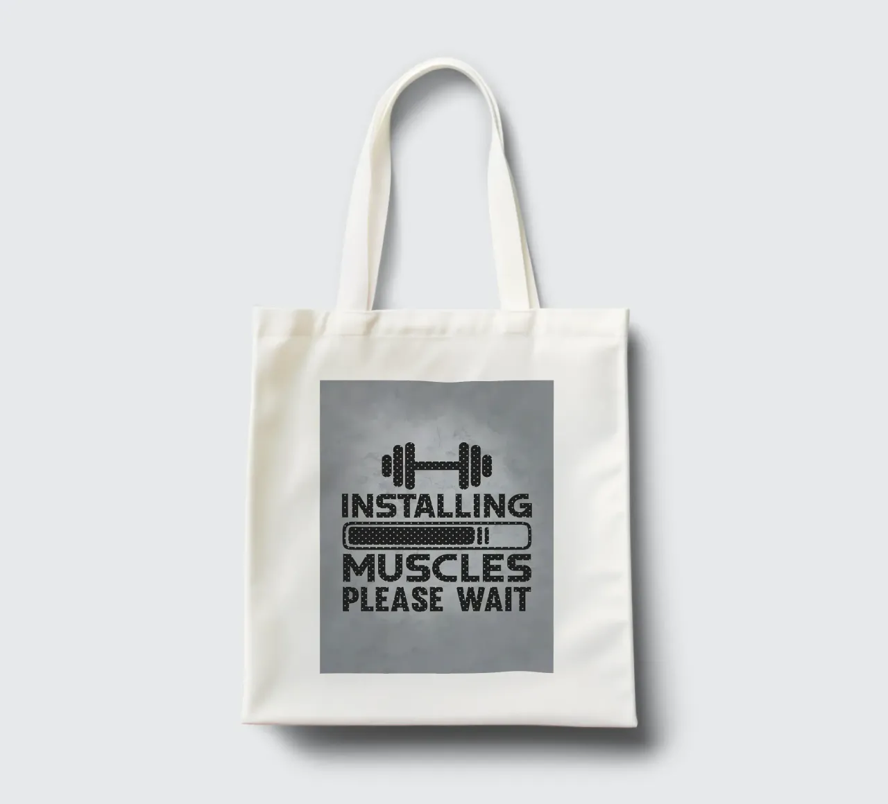 Installing Muscles Wait tote bag by Delaplane