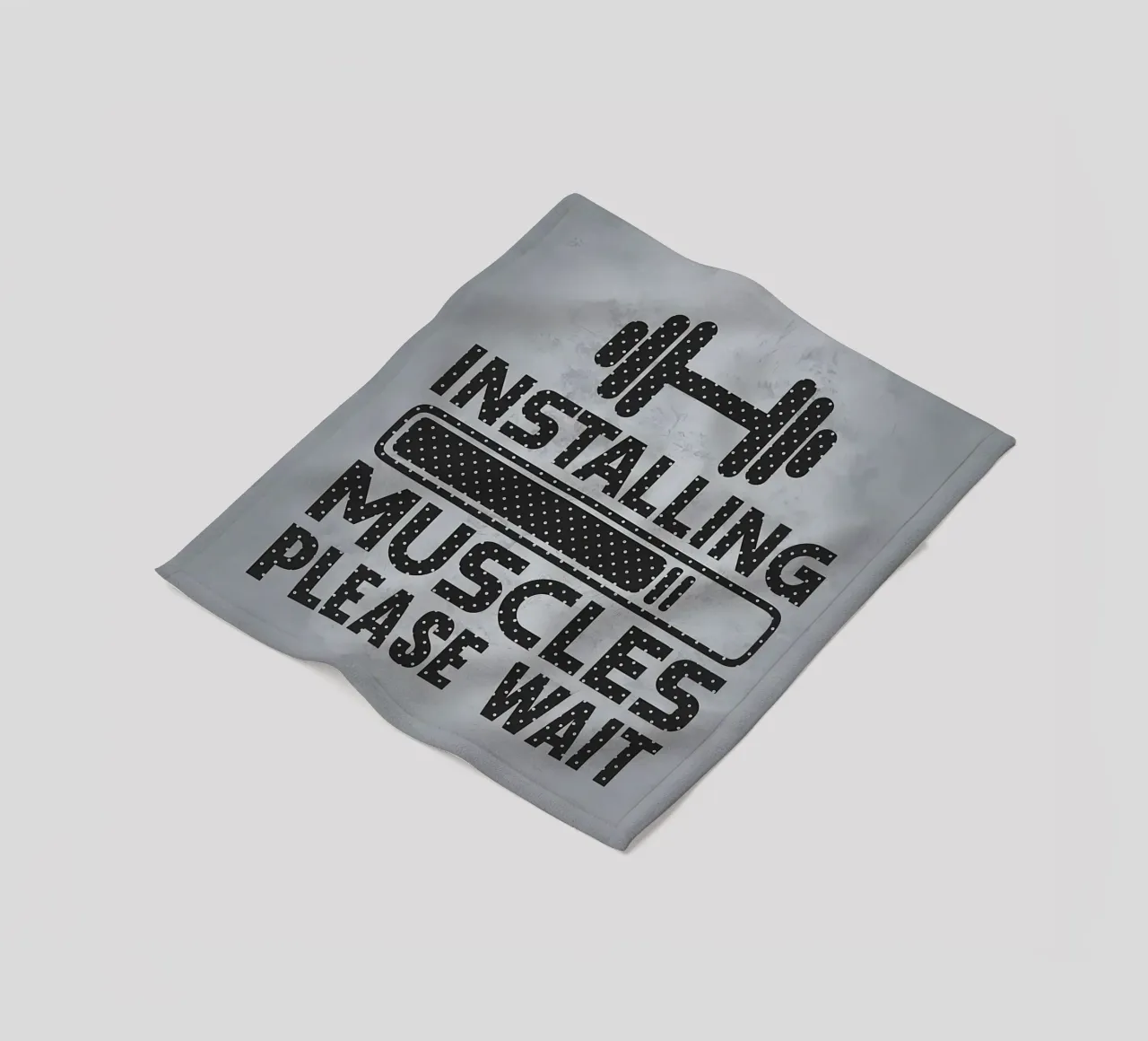 Installing Muscles Wait fleece blanket by Delaplane