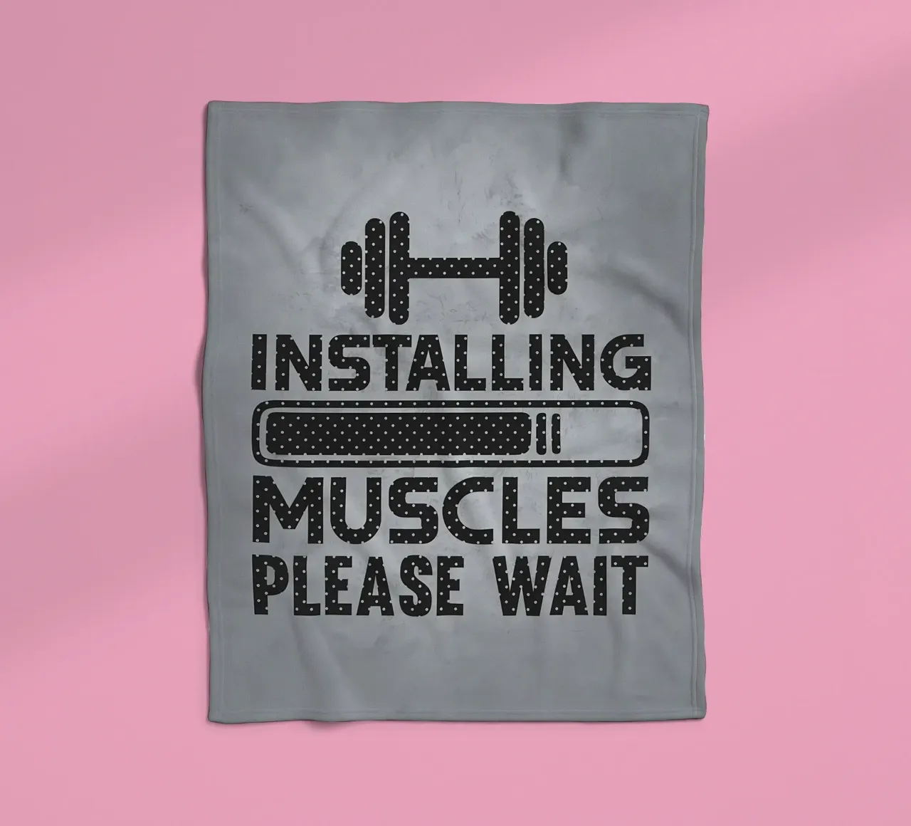 Installing Muscles Wait fleece blanket by Delaplane