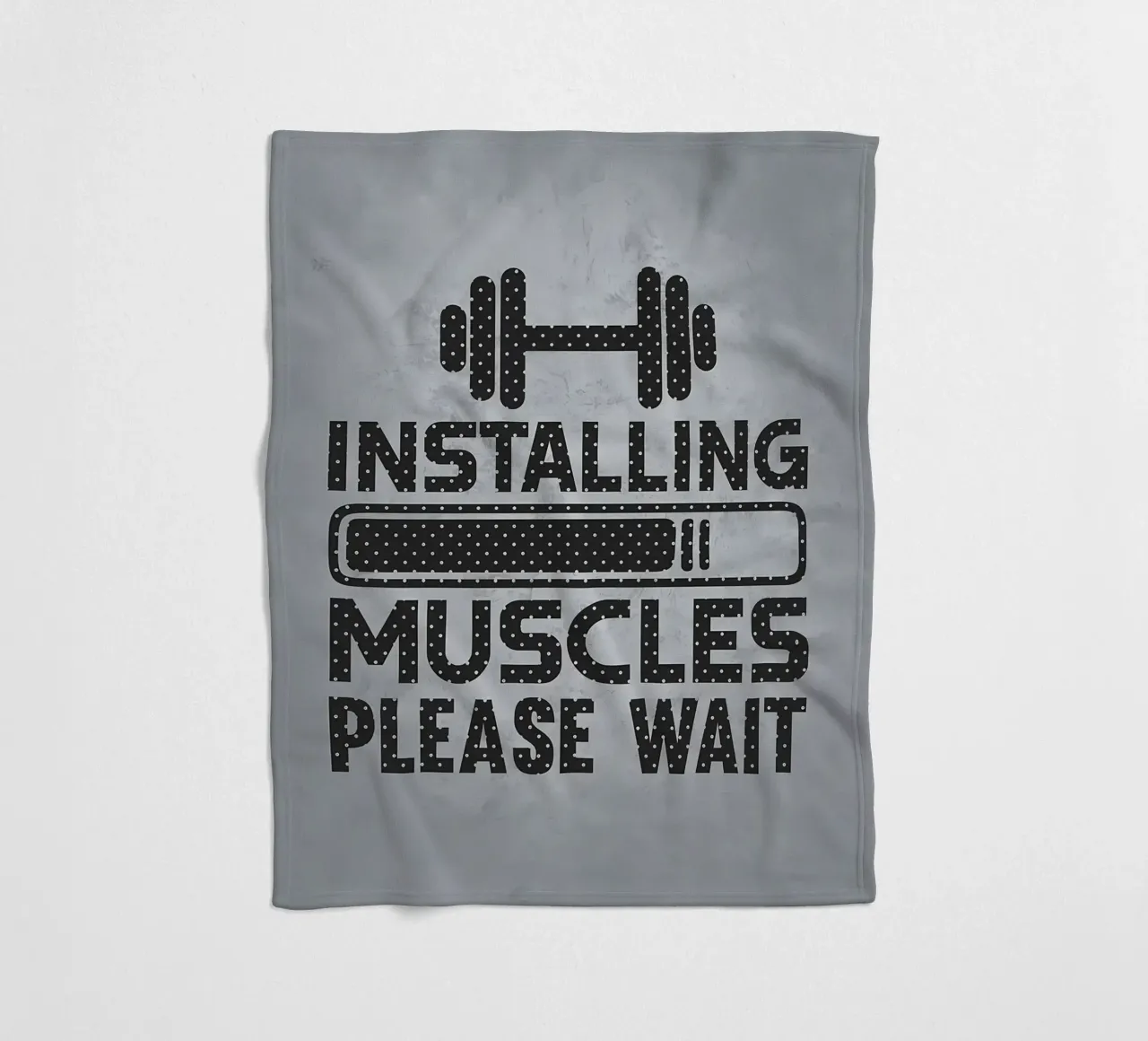 Installing Muscles Wait fleece blanket by Delaplane