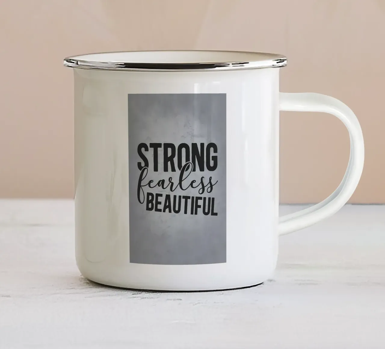 Forte, impavido, bello tazza in smalto da Farryn
