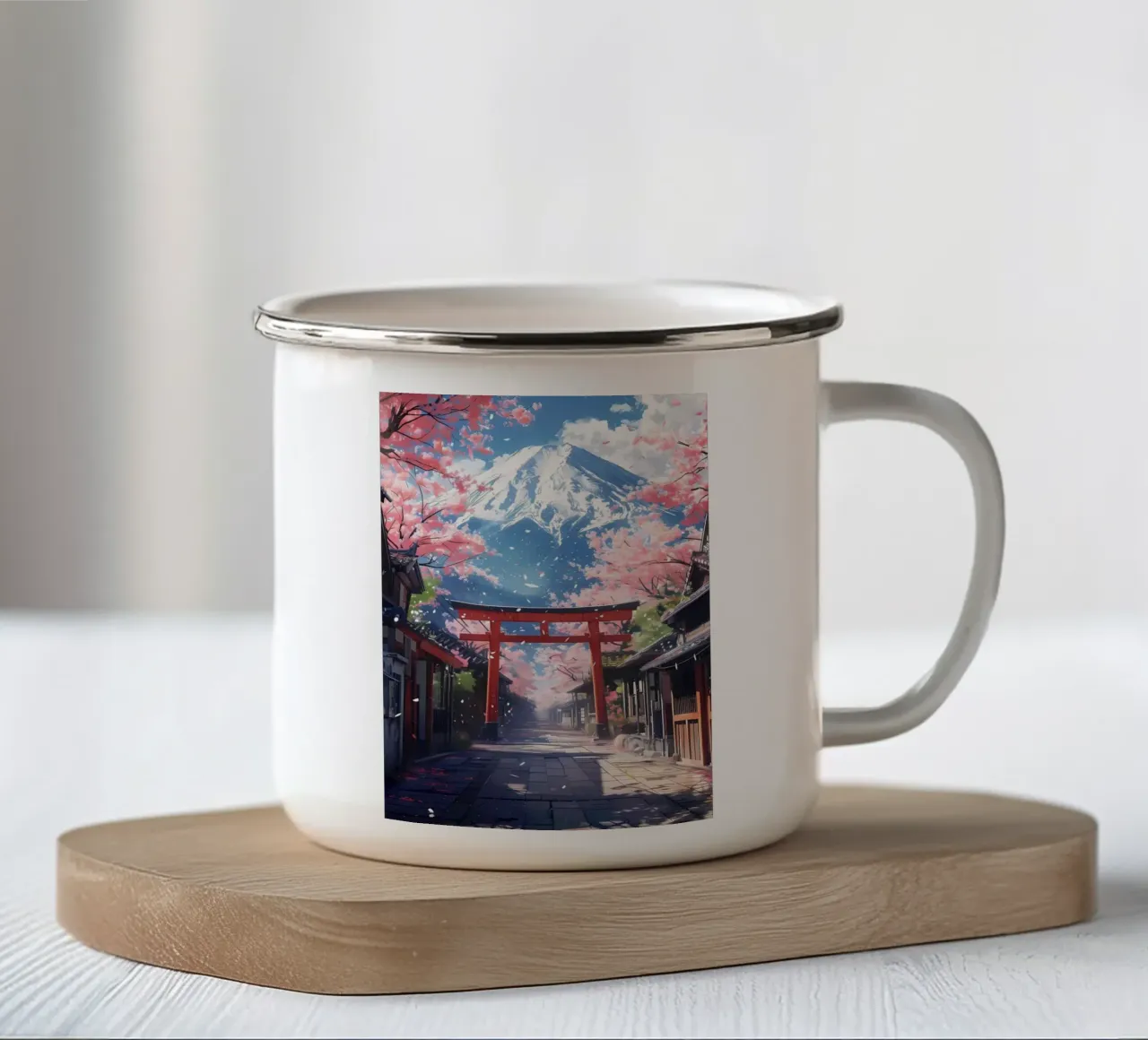 Porta Torii Monte Fuji tazza in smalto da Ginnery