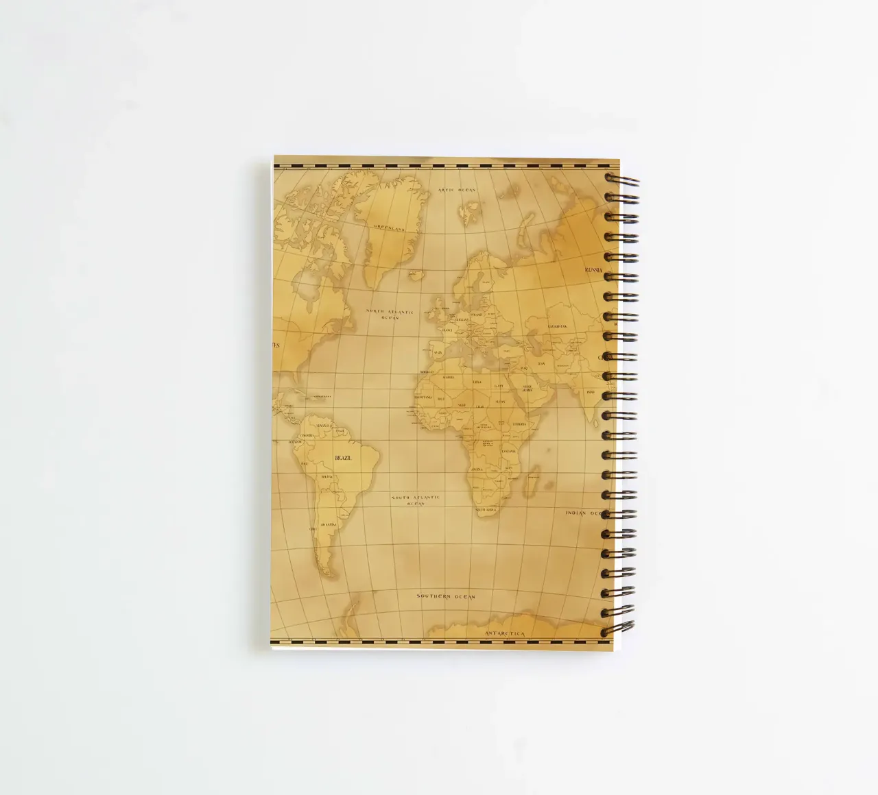 Mappa del mondo antico vintage diario ad anelli da Mikesell