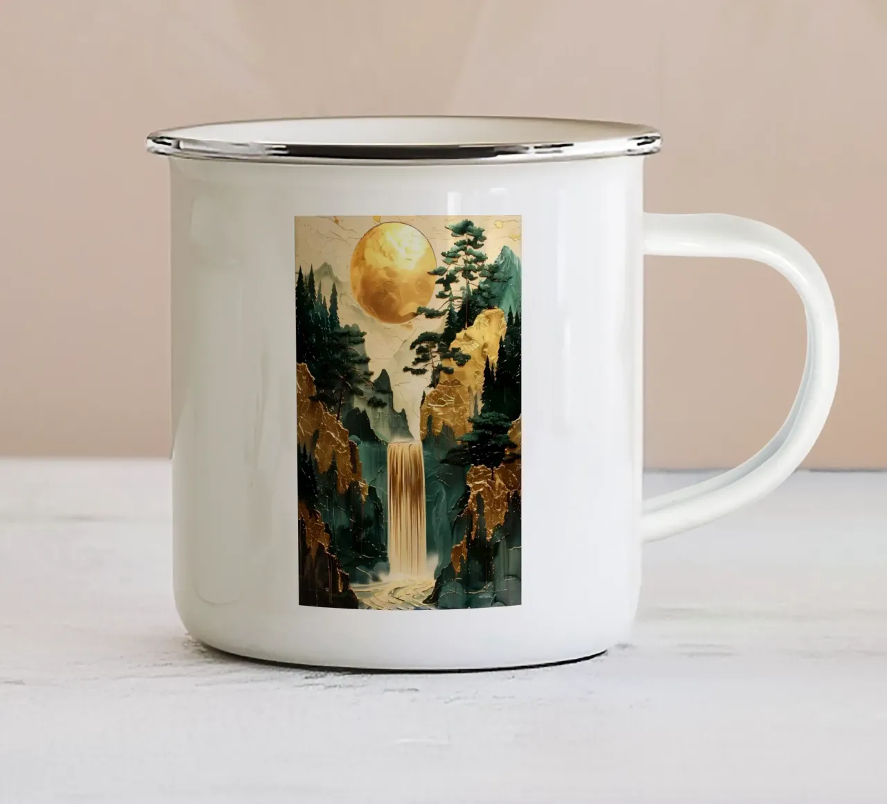 Cascata Kintsugi Natura tazza in smalto da Ginnery