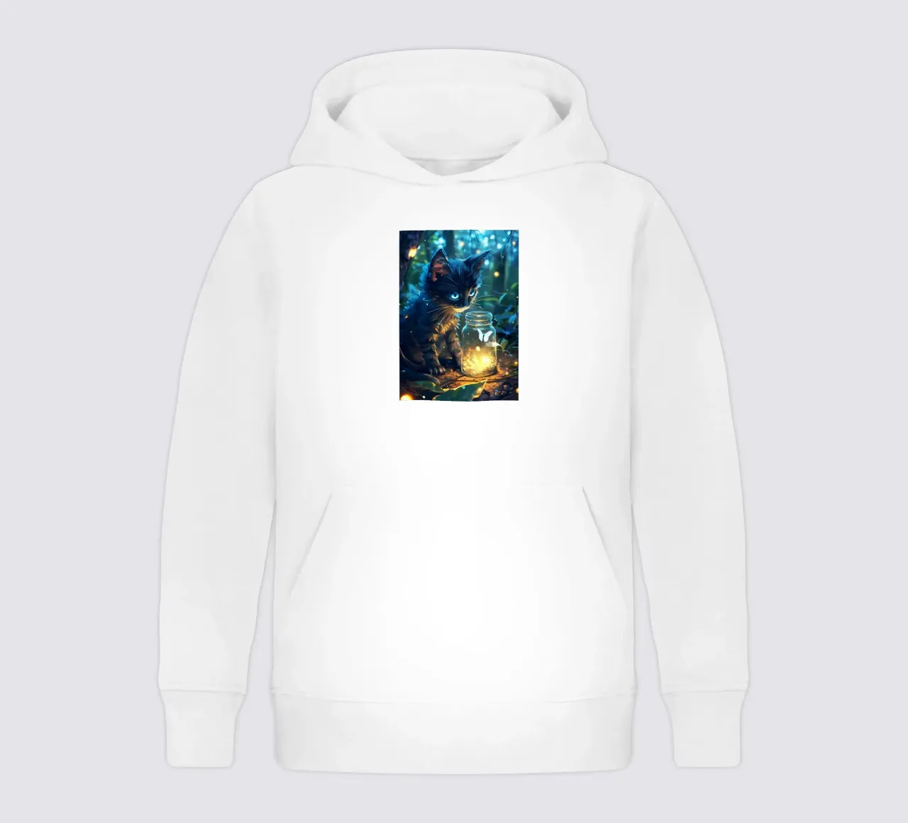 Cute Cat With Butterfly kids hoodie by Ginnery