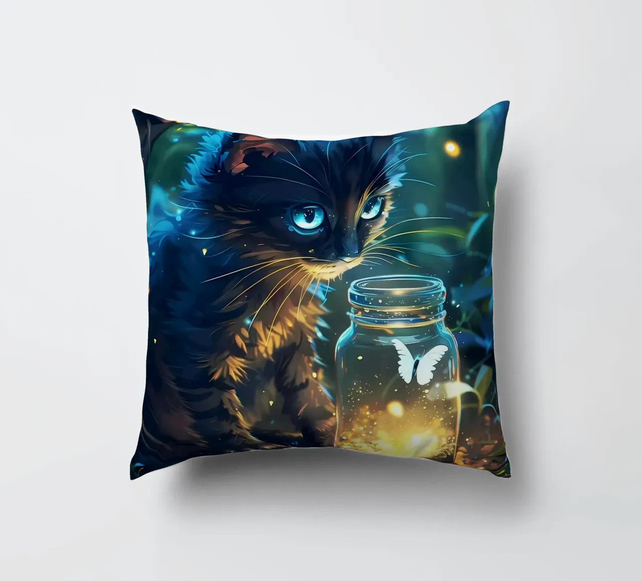 Gatto carino con farfalla cuscino da Ginnery