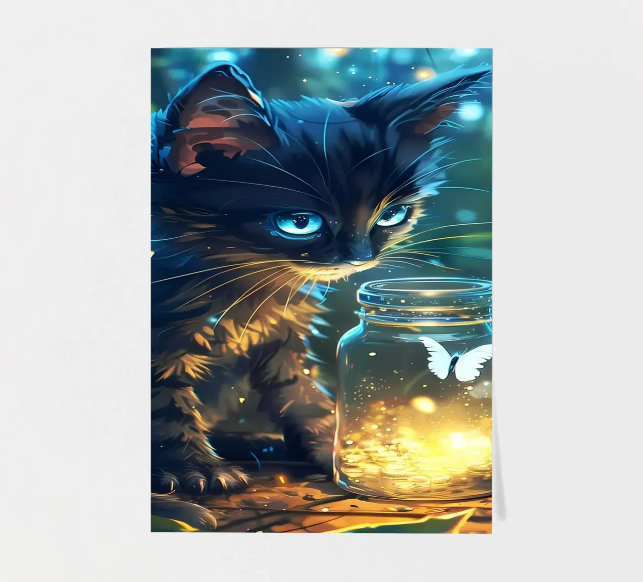 Schattige kat met vlinder stickervel van Ginnery