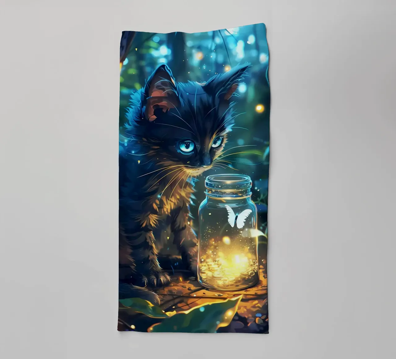 Gatto carino con farfalla asciugamano da bagno da Ginnery