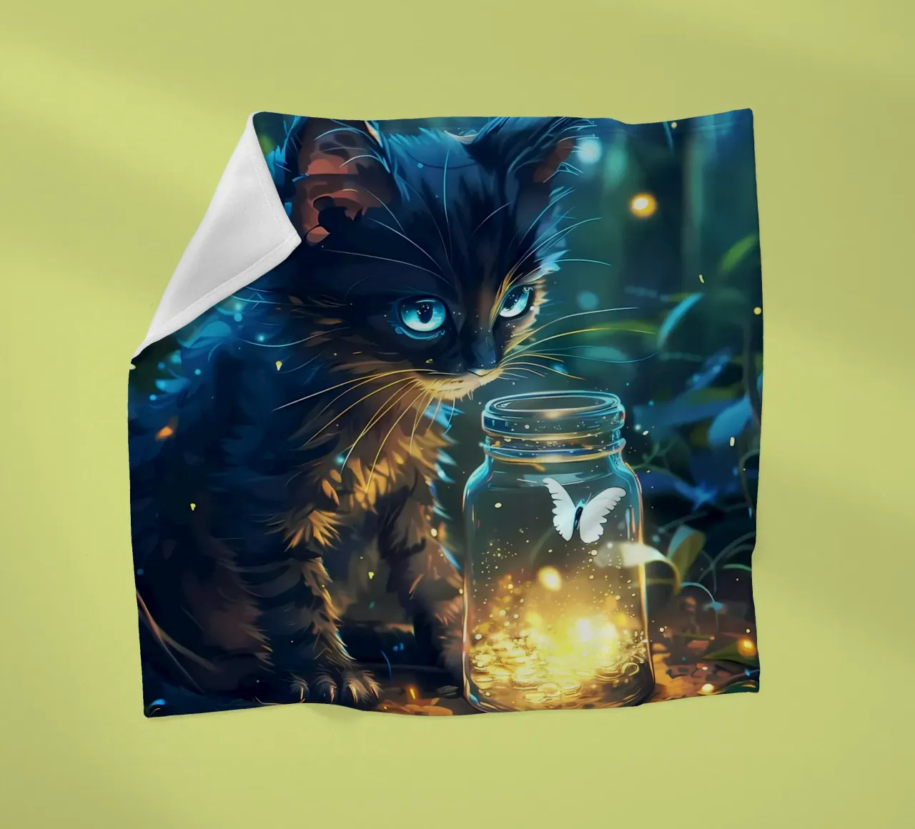 Gatto carino con farfalla coperta in pile da Ginnery