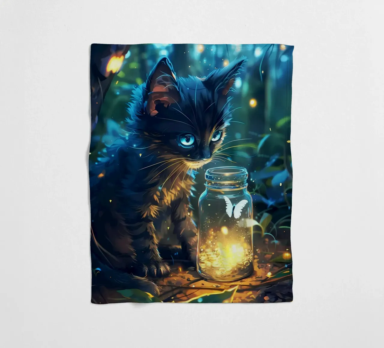 Gatto carino con farfalla coperta in pile da Ginnery