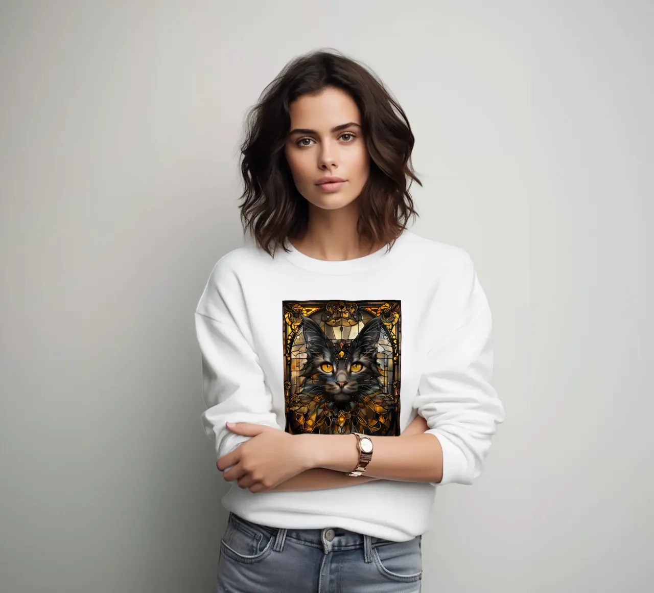Gatto nero Kintsugi Art felpa da Ginnery
