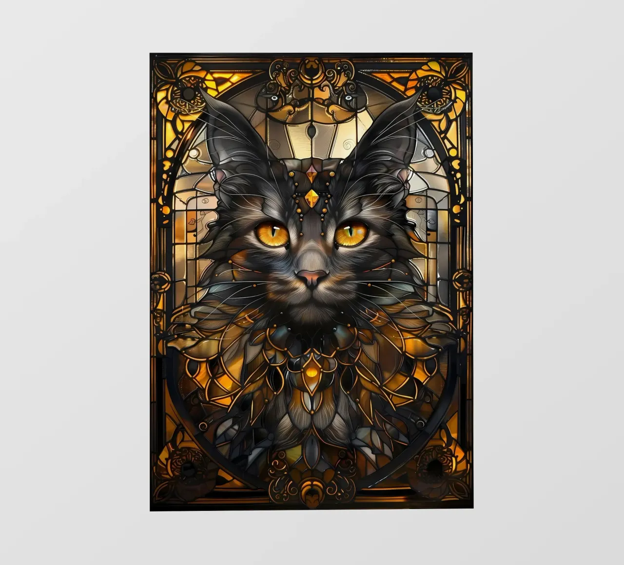 Gatto nero Kintsugi Art pellicola backlit da Ginnery