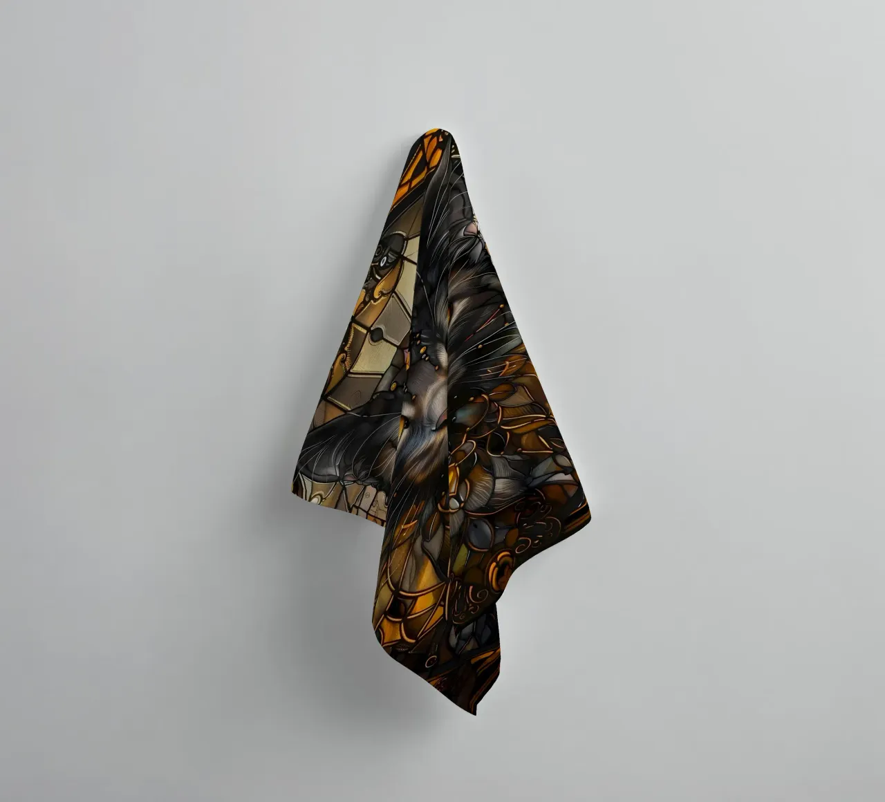 Gatto nero Kintsugi Art asciugamano da bagno da Ginnery