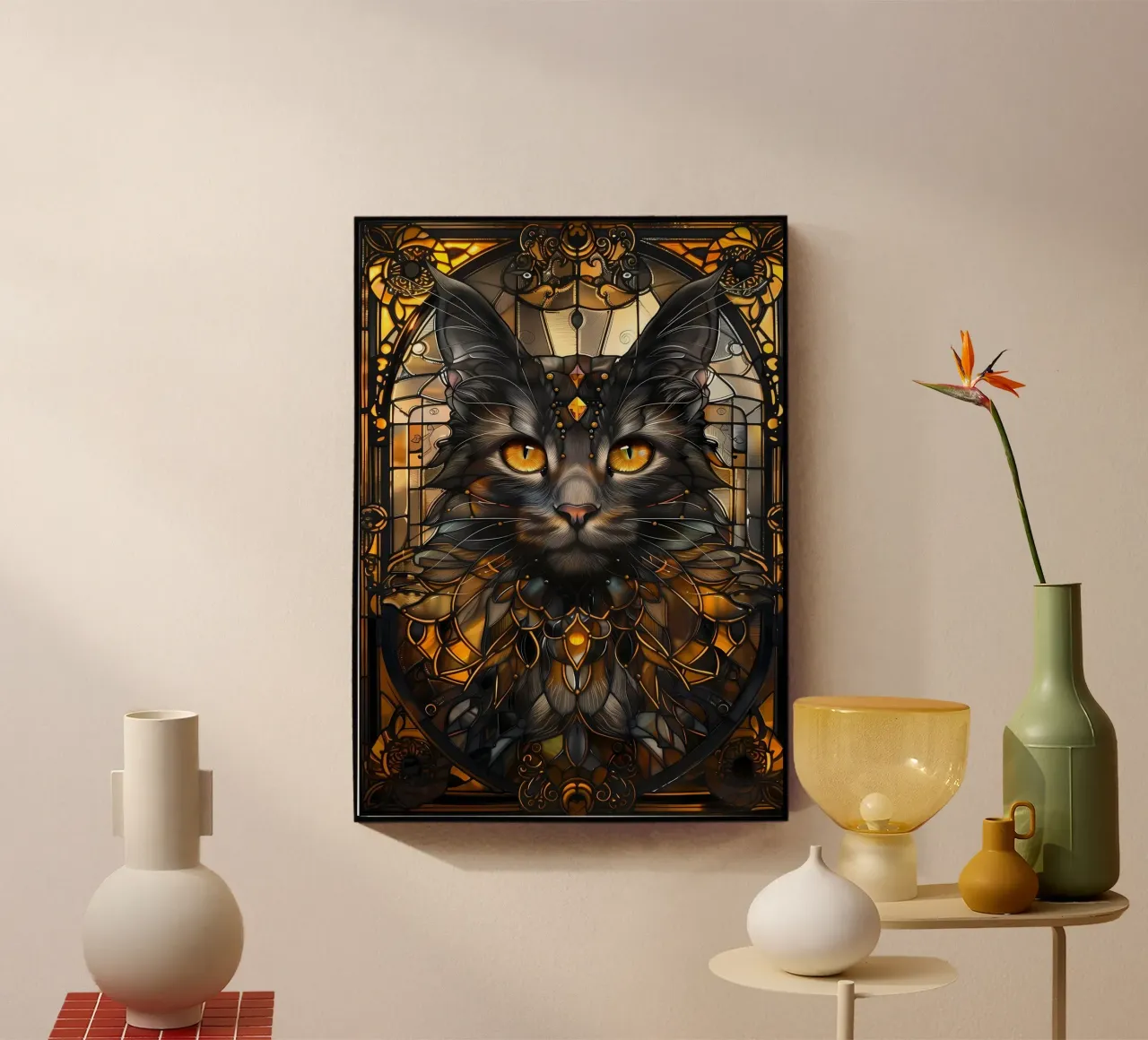 Gatto nero Kintsugi Art plexiglass da Ginnery