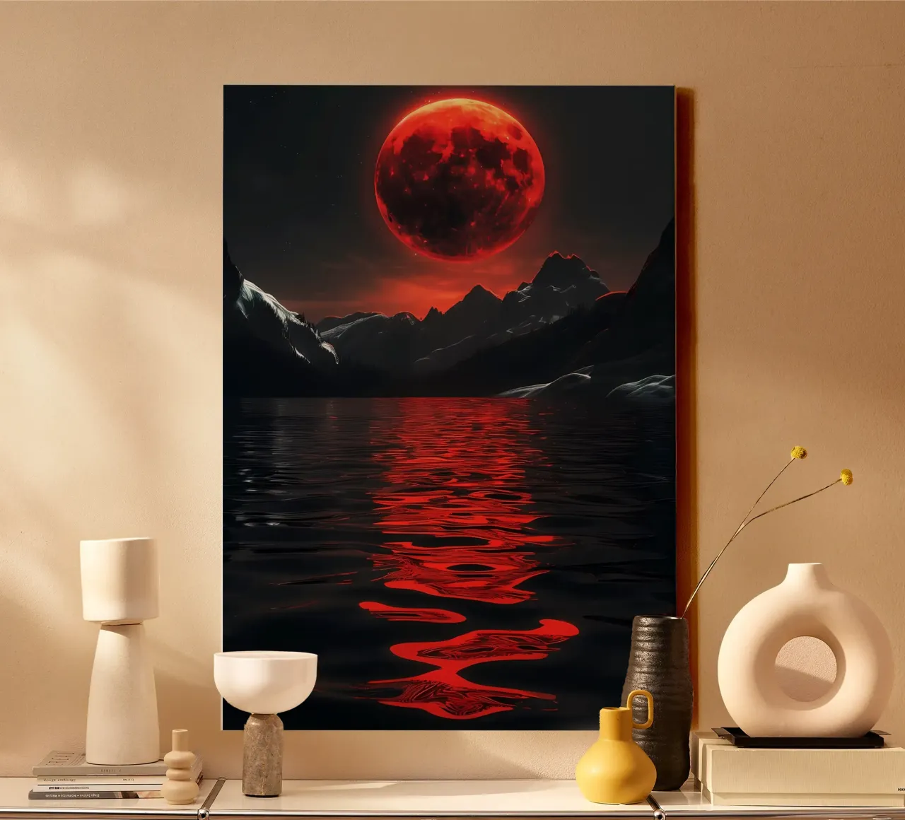Luna di sangue crescente tela con Cornice a cassetta da Ginnery