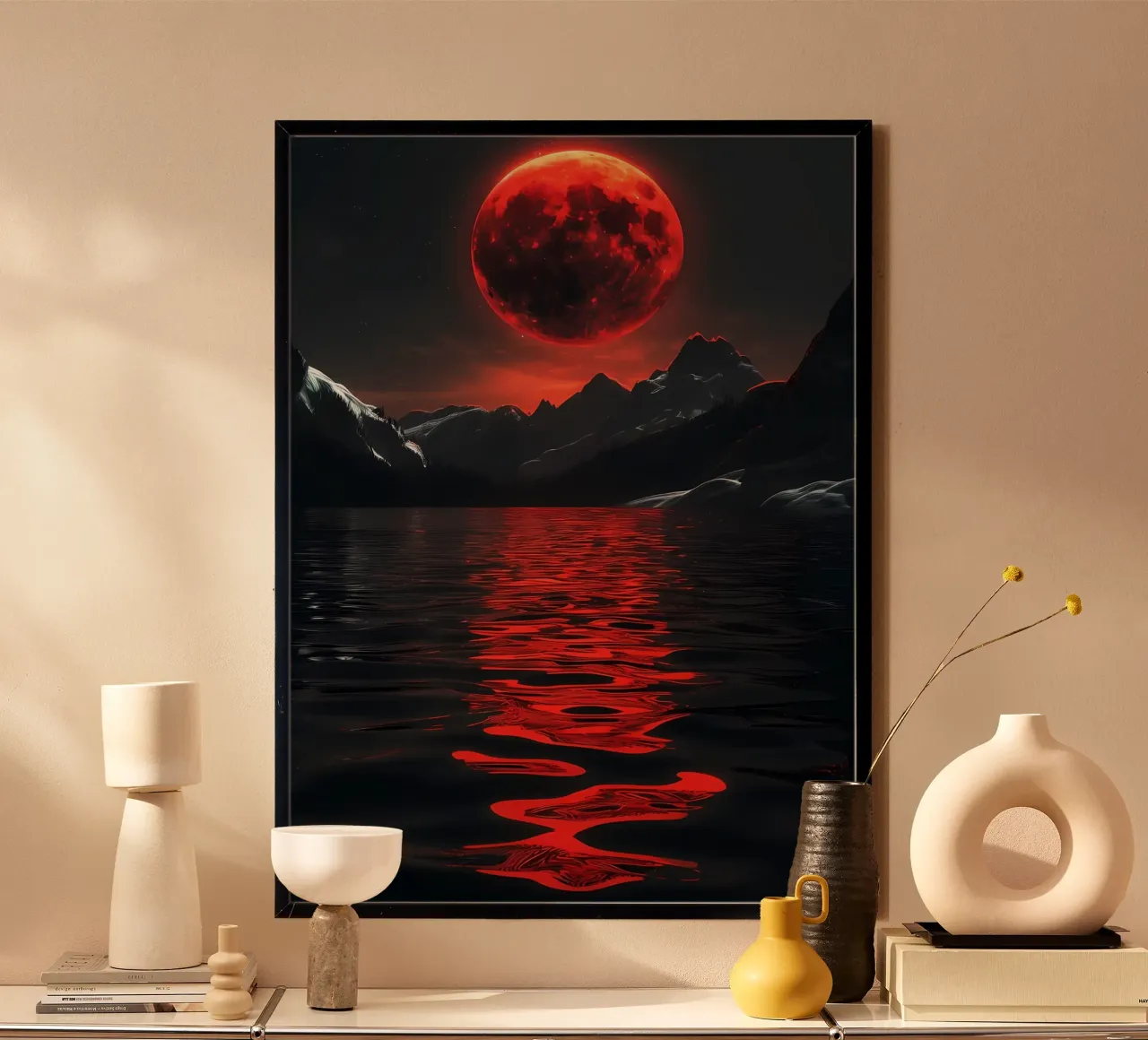 Luna di sangue crescente poster con telaio in alluminio da Ginnery