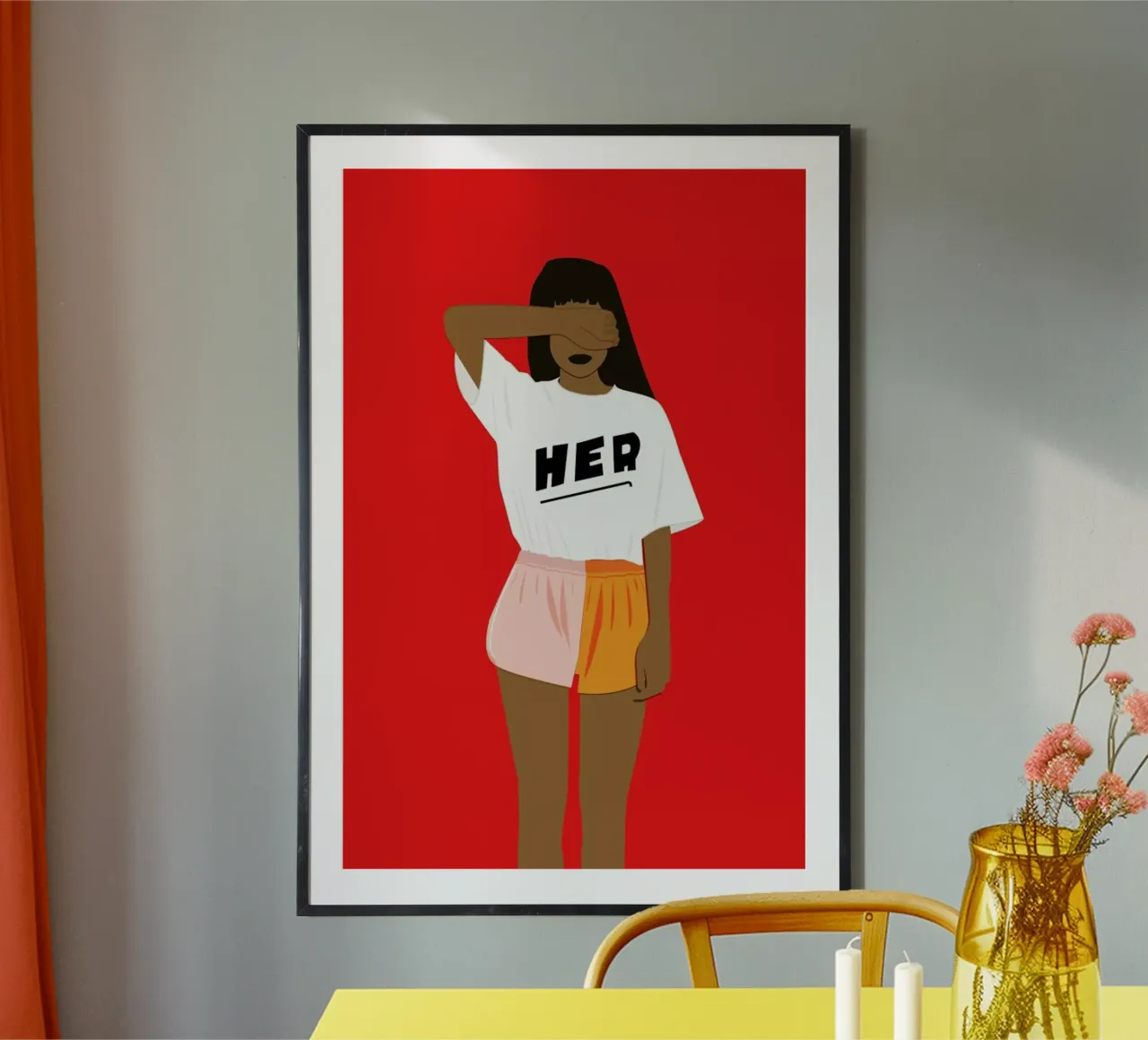 Her III poster con telaio in legno da Céleste Wallaert