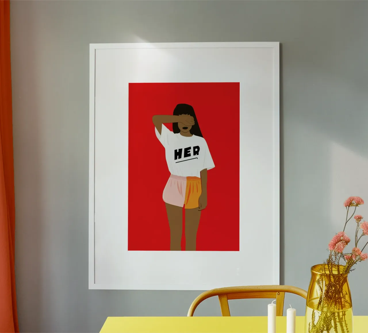Her III poster con telaio in legno da Céleste Wallaert