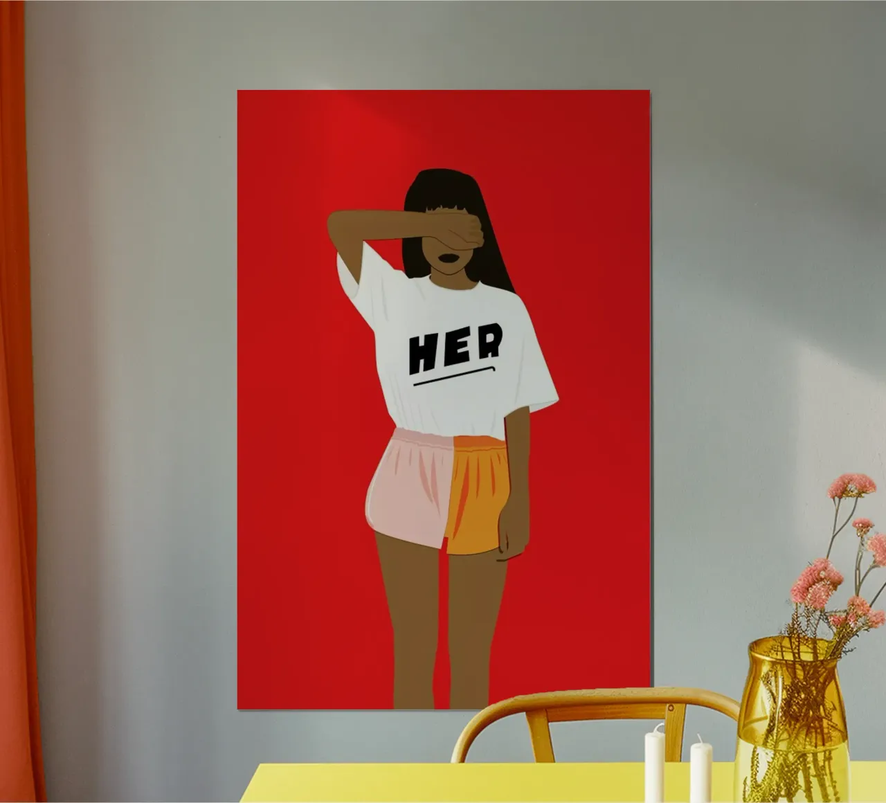 Her III poster con telaio in legno da Céleste Wallaert