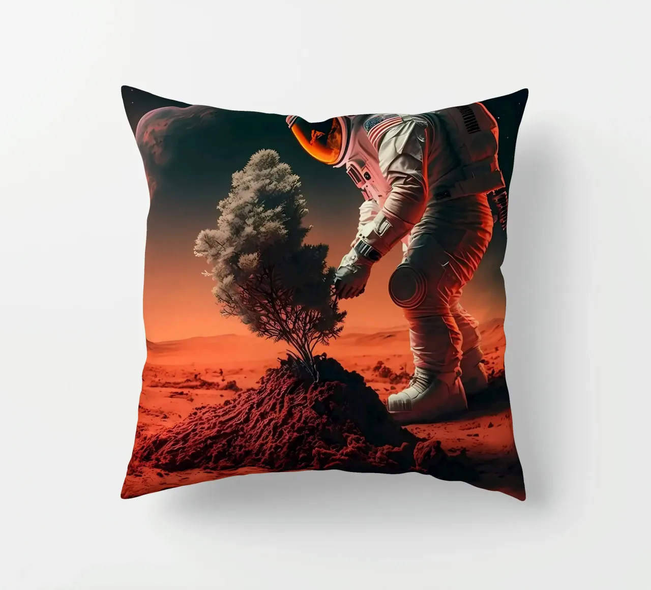 Astronaut in Space of Tree decorative cushion by Mikesell