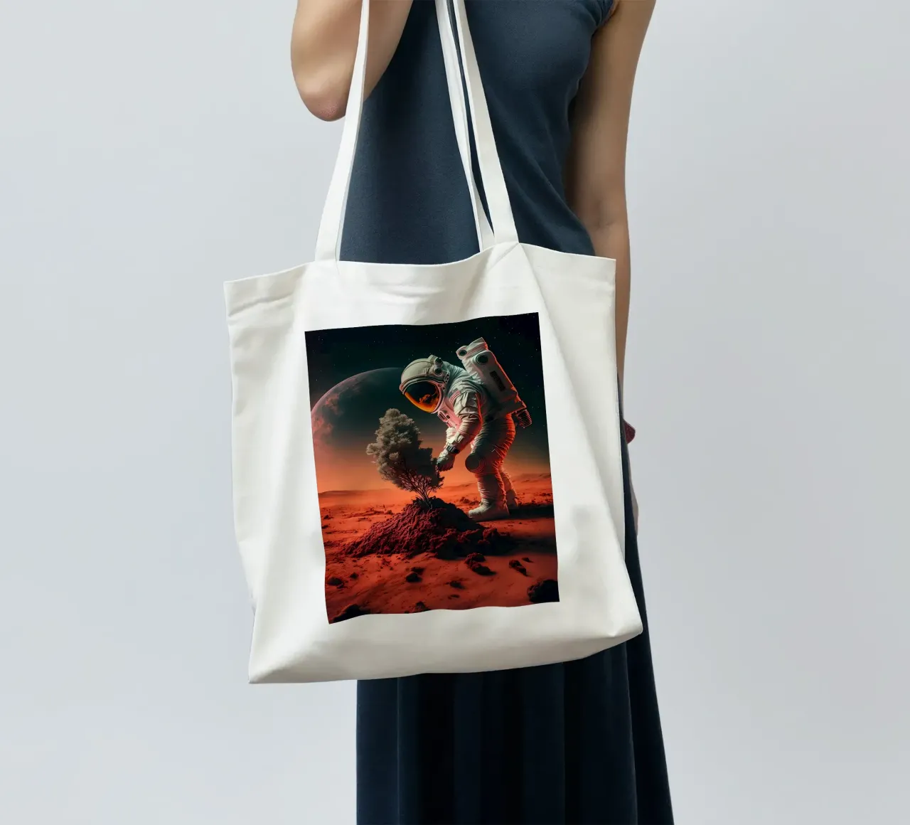 Astronaut in Space of Tree tote bag by Mikesell