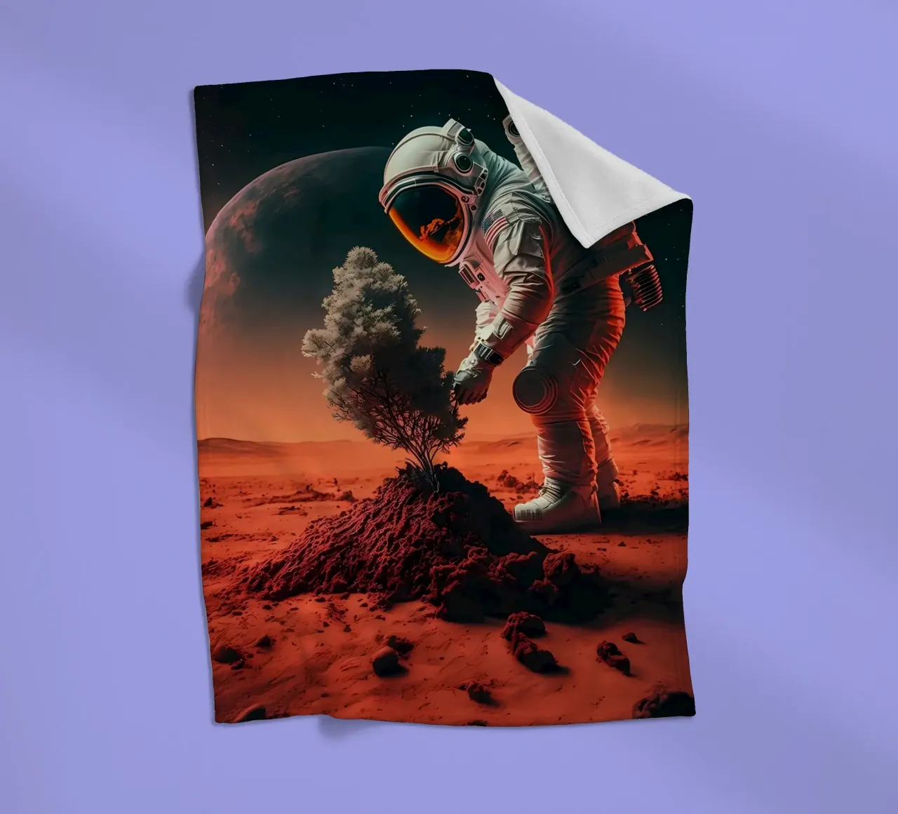 Astronaut in Space of Tree fleece blanket by Mikesell