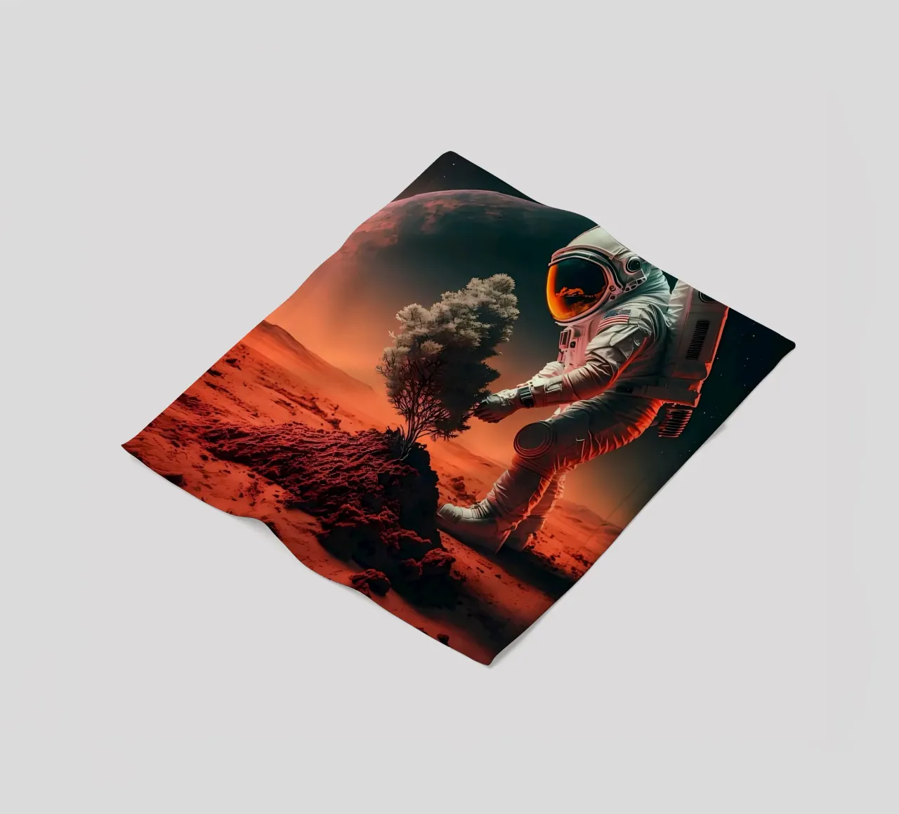 Astronaut in Space of Tree fleece blanket by Mikesell