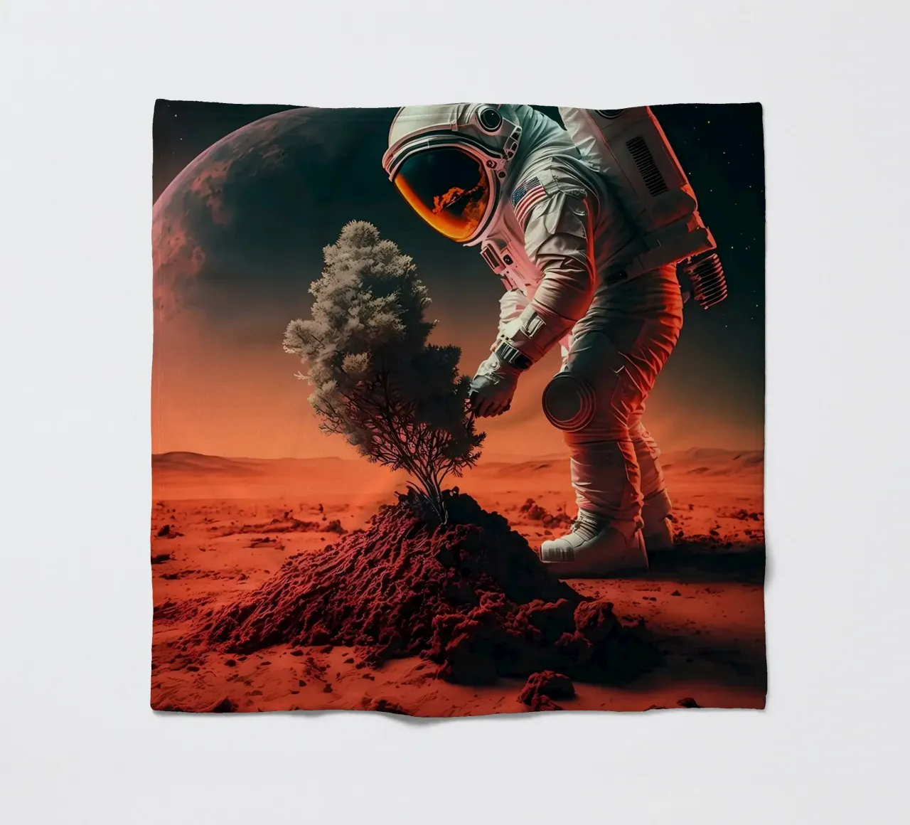 Astronaut in Space of Tree fleece blanket by Mikesell