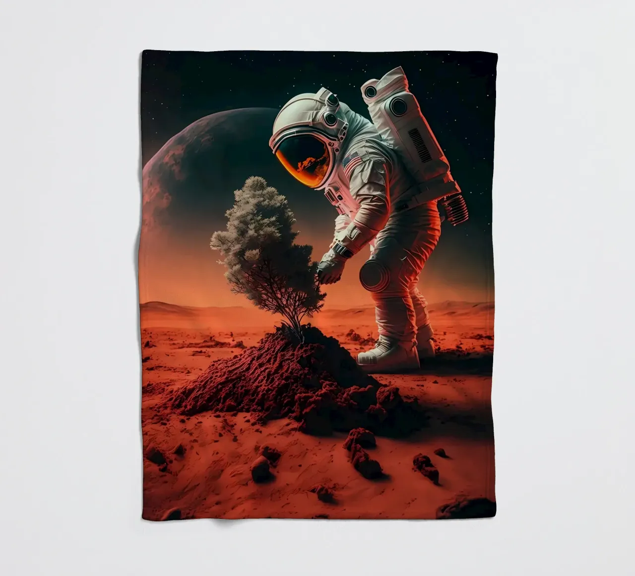 Astronaut in Space of Tree fleece blanket by Mikesell