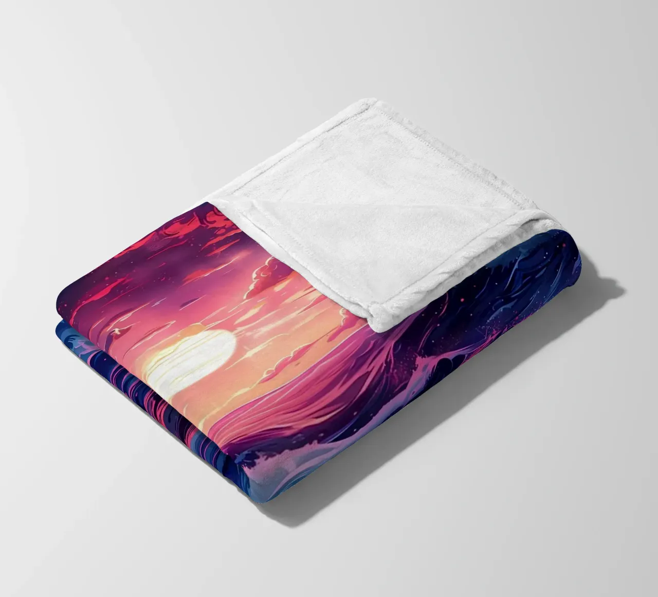 Retro beach waves fleece blanket by Ginnery