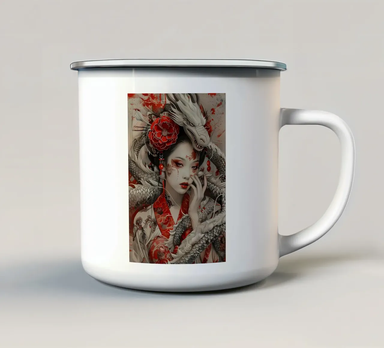 Geisha Samurai giapponese tazza in smalto da Ginnery