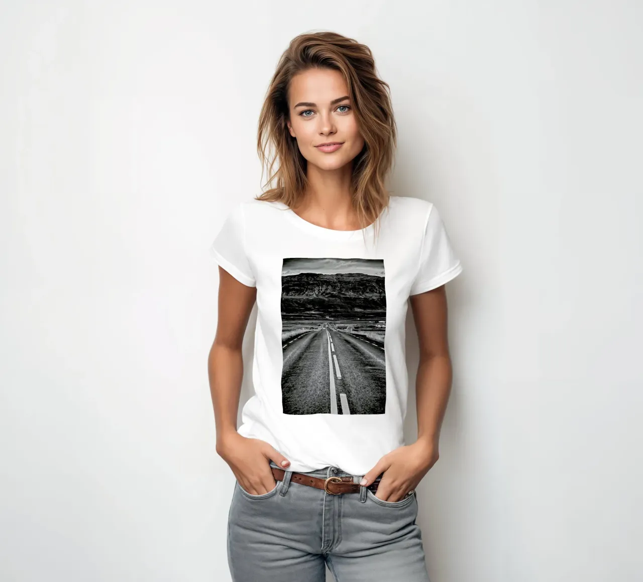 Road to the Mountains women's fitted t-shirt by anderm