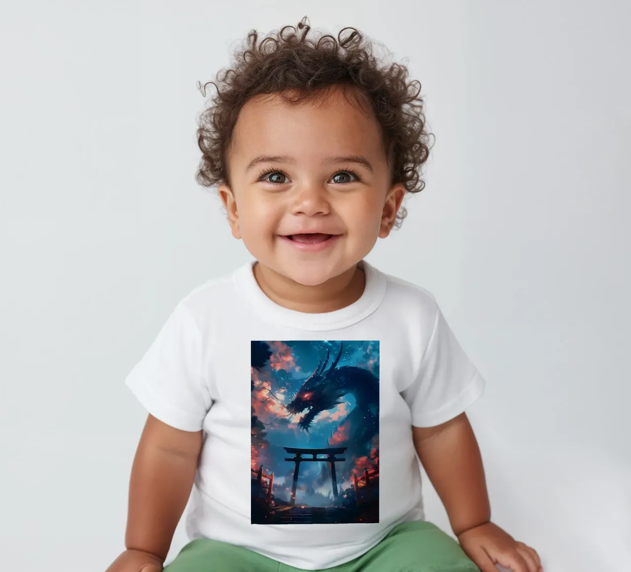 Mythic Torii Gate Dragon baby t-shirt by Ginnery