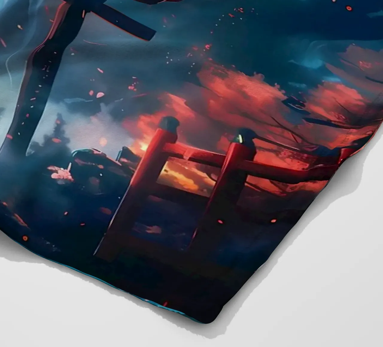 Mythic Torii Gate Dragon fleece blanket by Ginnery