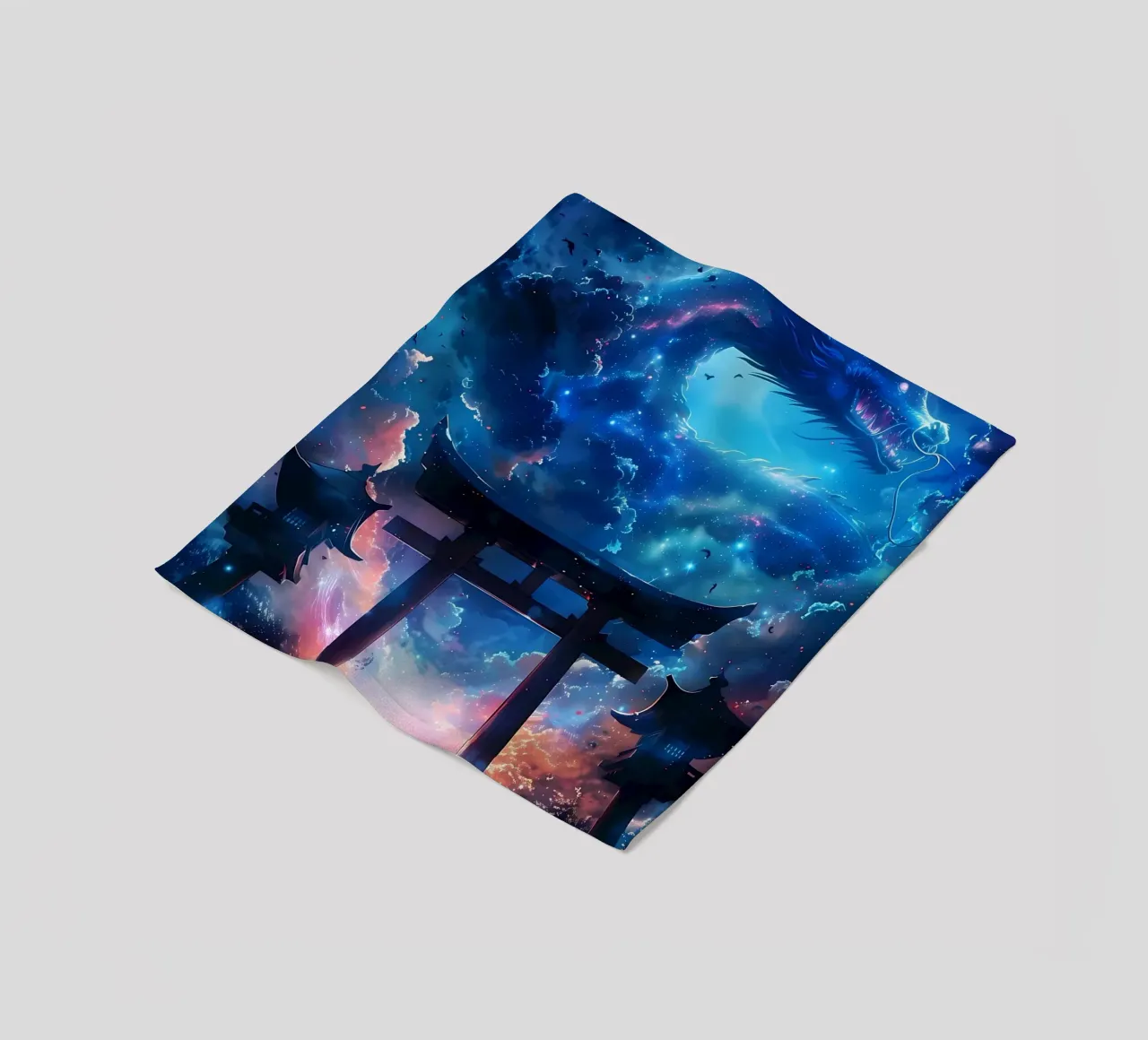 Mythic Torii Gate Dragon fleece blanket by Ginnery