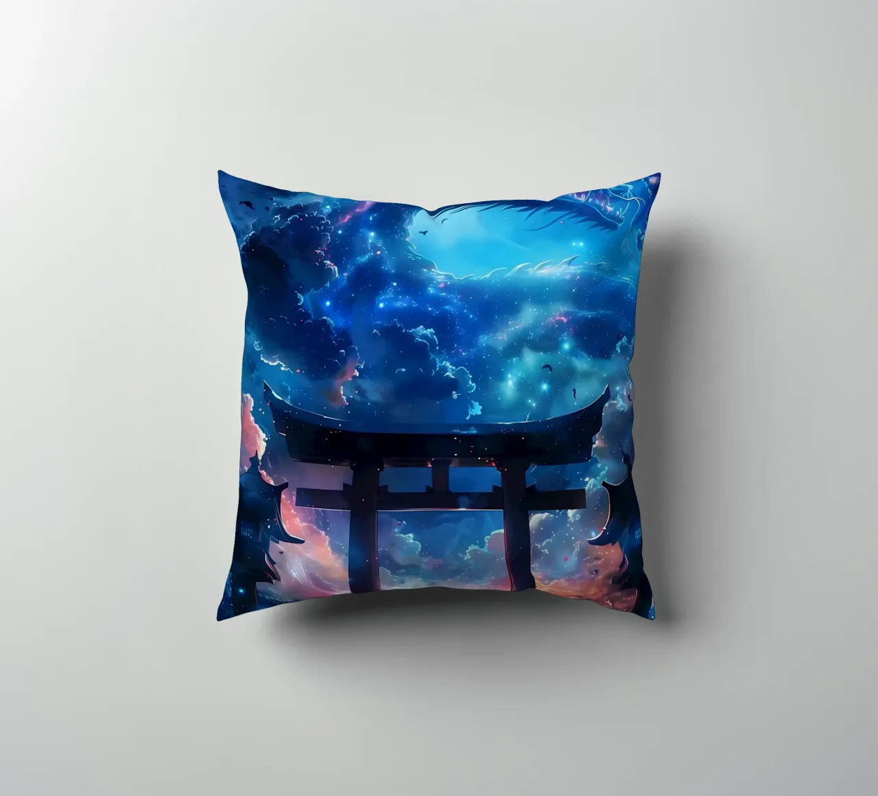 Mythic Torii Gate Dragon decorative cushion by Ginnery