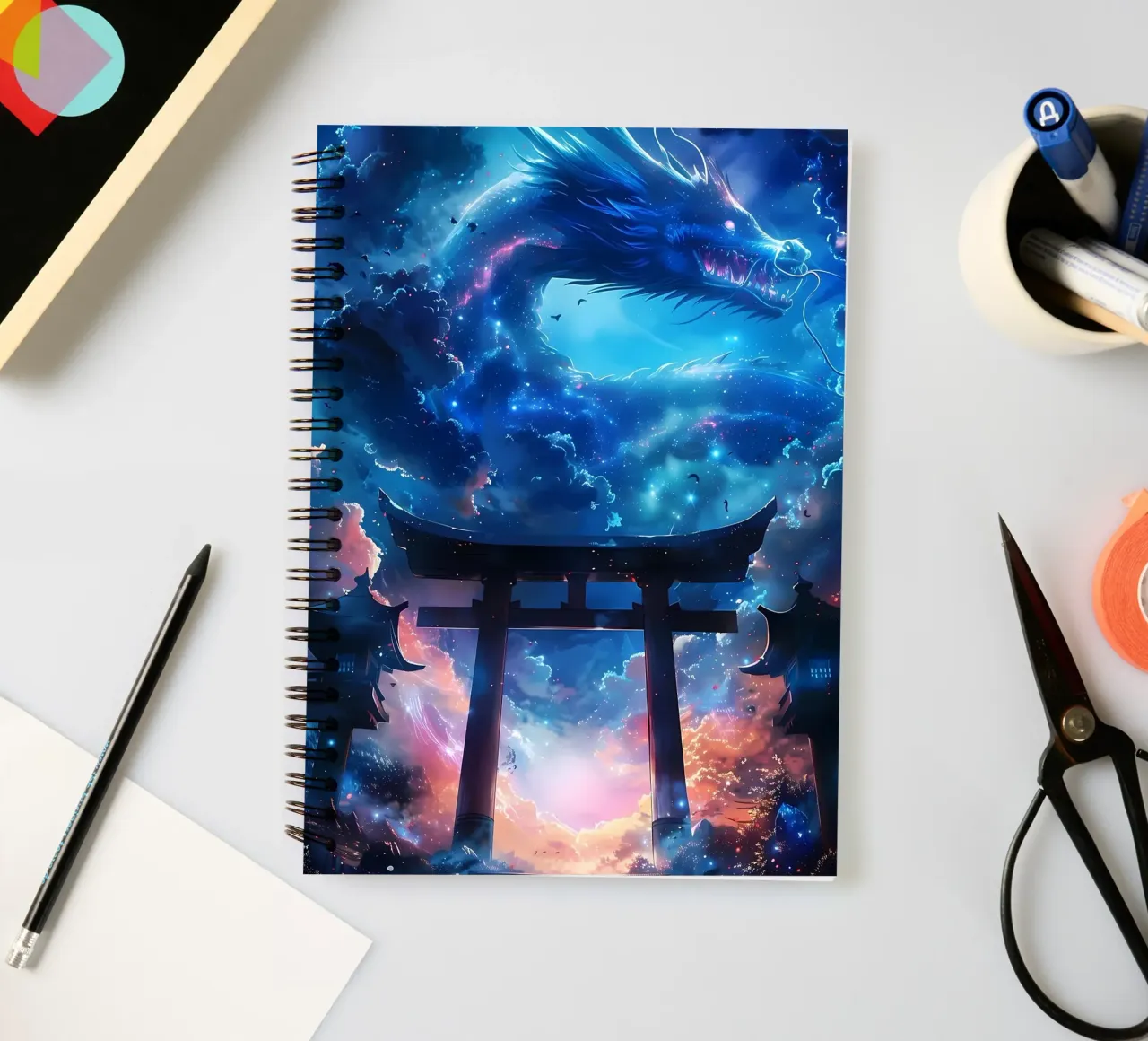 Mythic Torii Gate Dragon spiral notebook by Ginnery