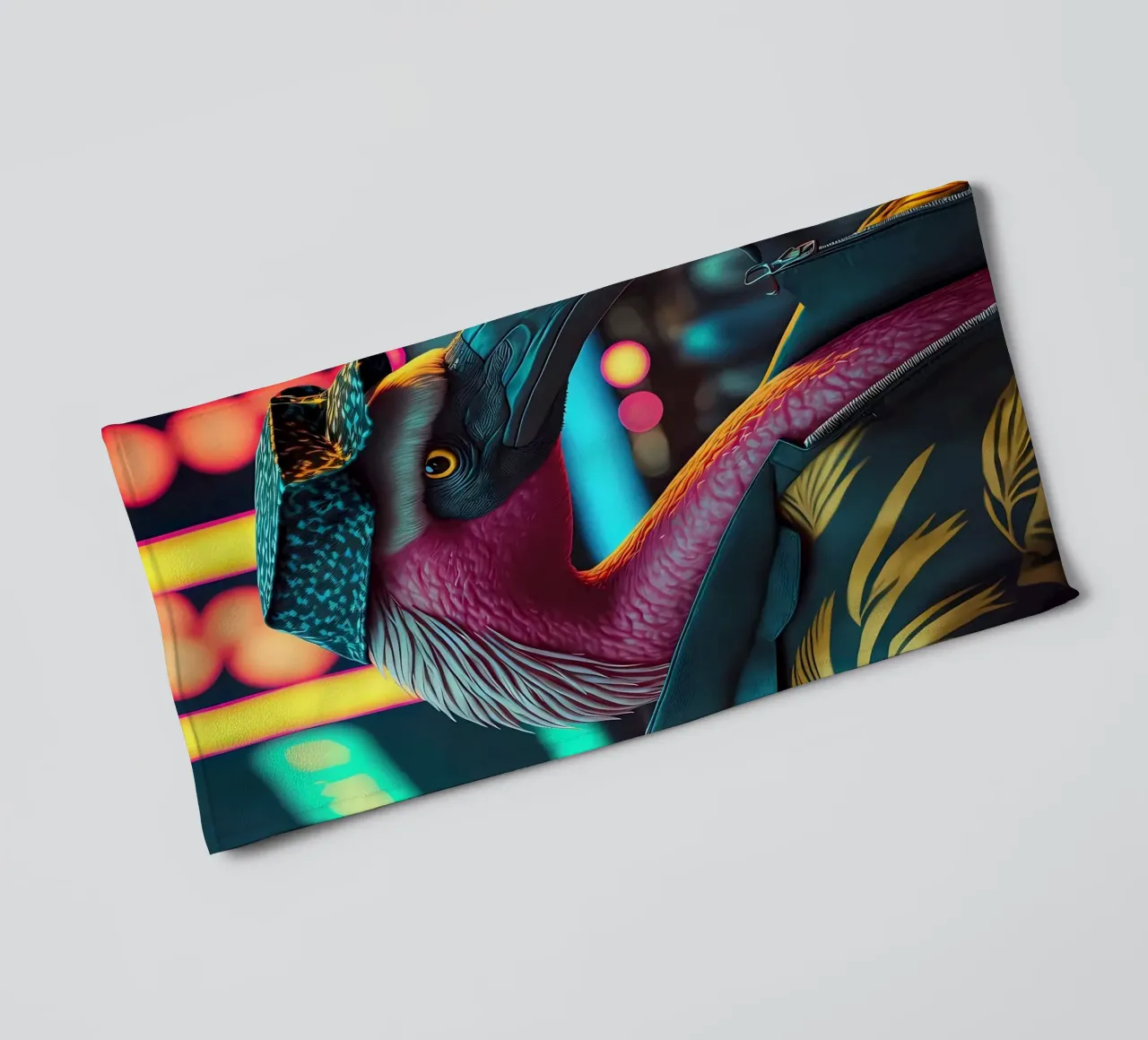 Portait of Flamingo towel by Mikesell