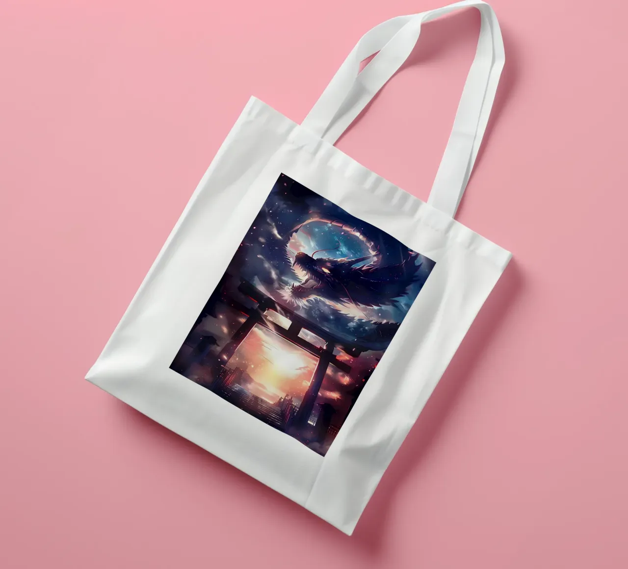 Mythic Torii Gate Dragon tote bag by Ginnery