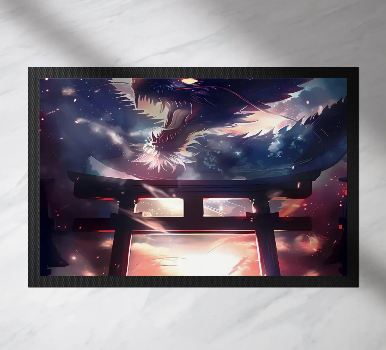 Mythic Torii Gate Dragon doormat by Ginnery
