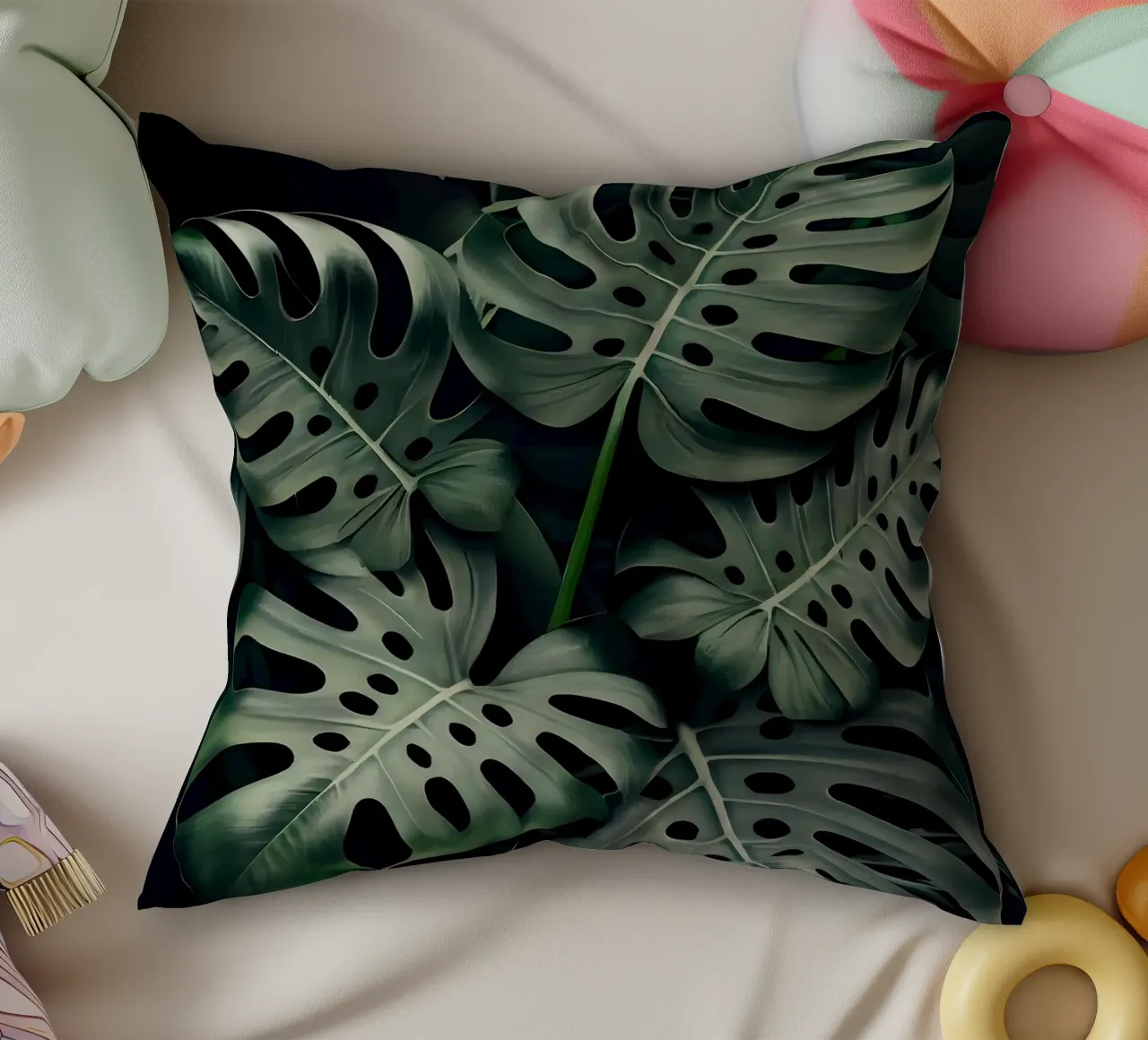 Monstera in Olive cuscino da Mikesell