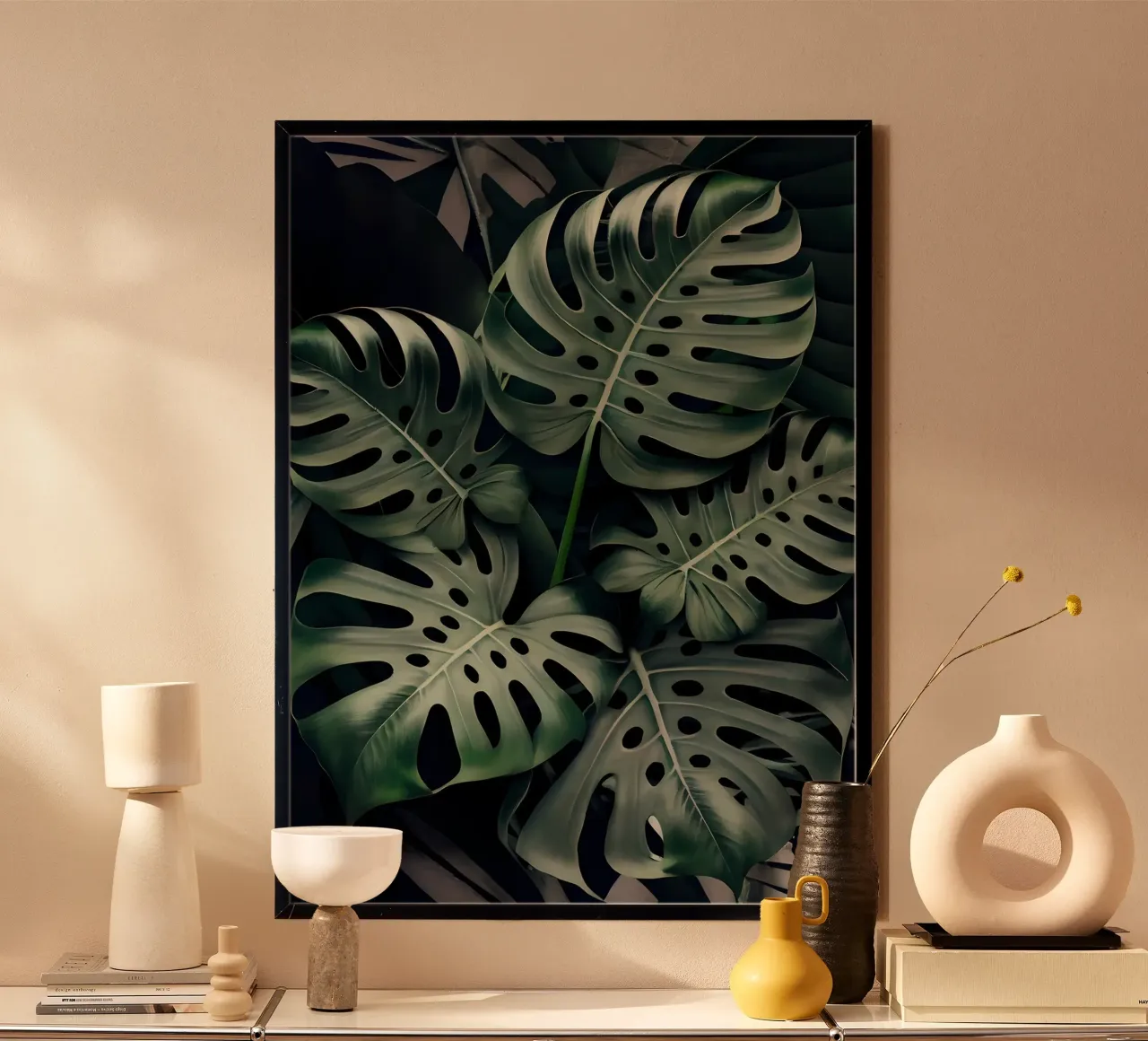 Monstera in Olive poster by Mikesell