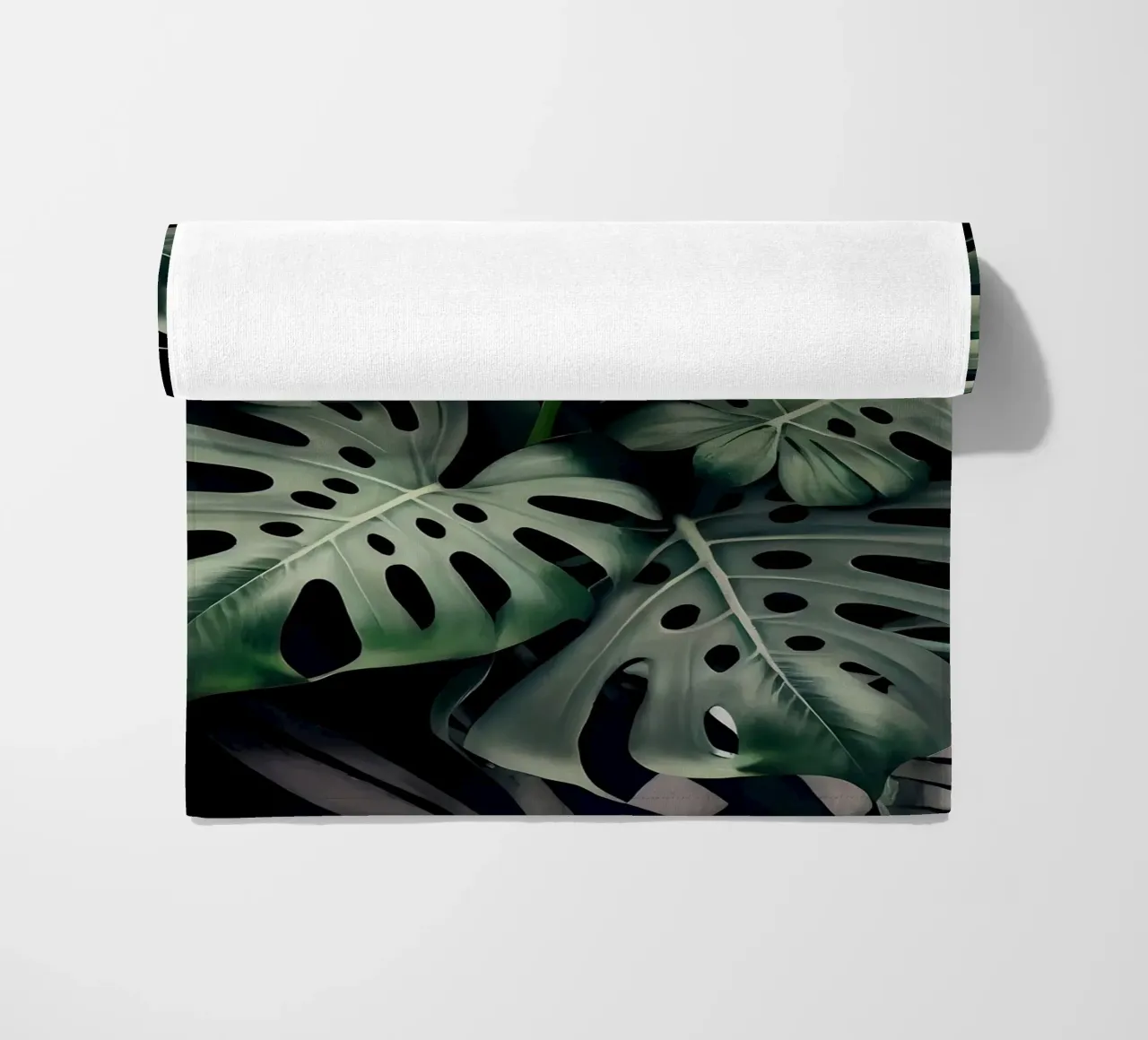 Monstera in Olive beach towel by Mikesell