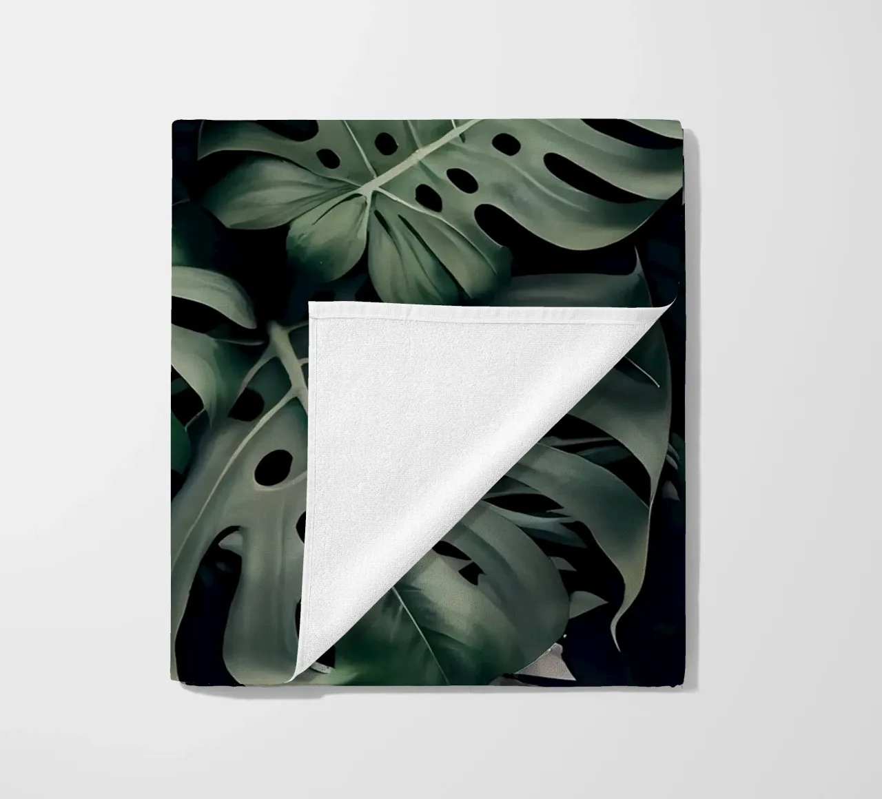 Monstera in Olive beach towel by Mikesell