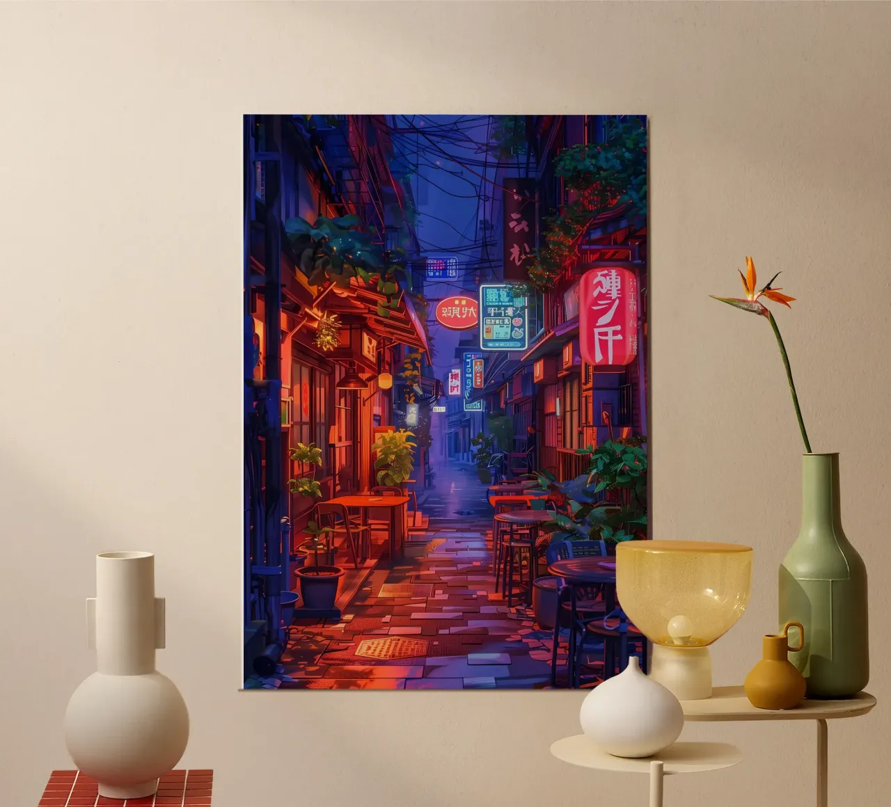 Accogliente via delle Anime poster con telaio in alluminio da Ginnery